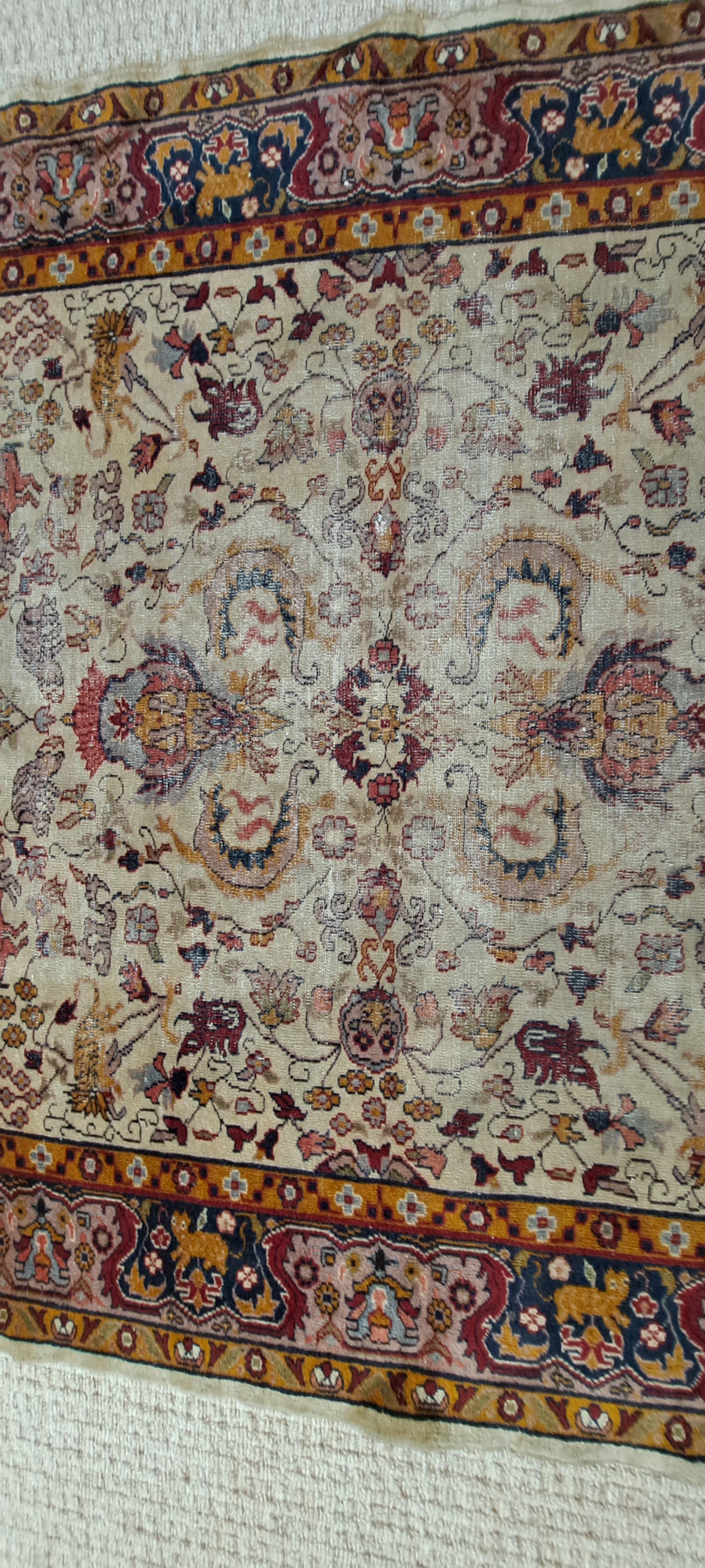 Antique Kashan Handwoven Silk Rug   For Sale 1