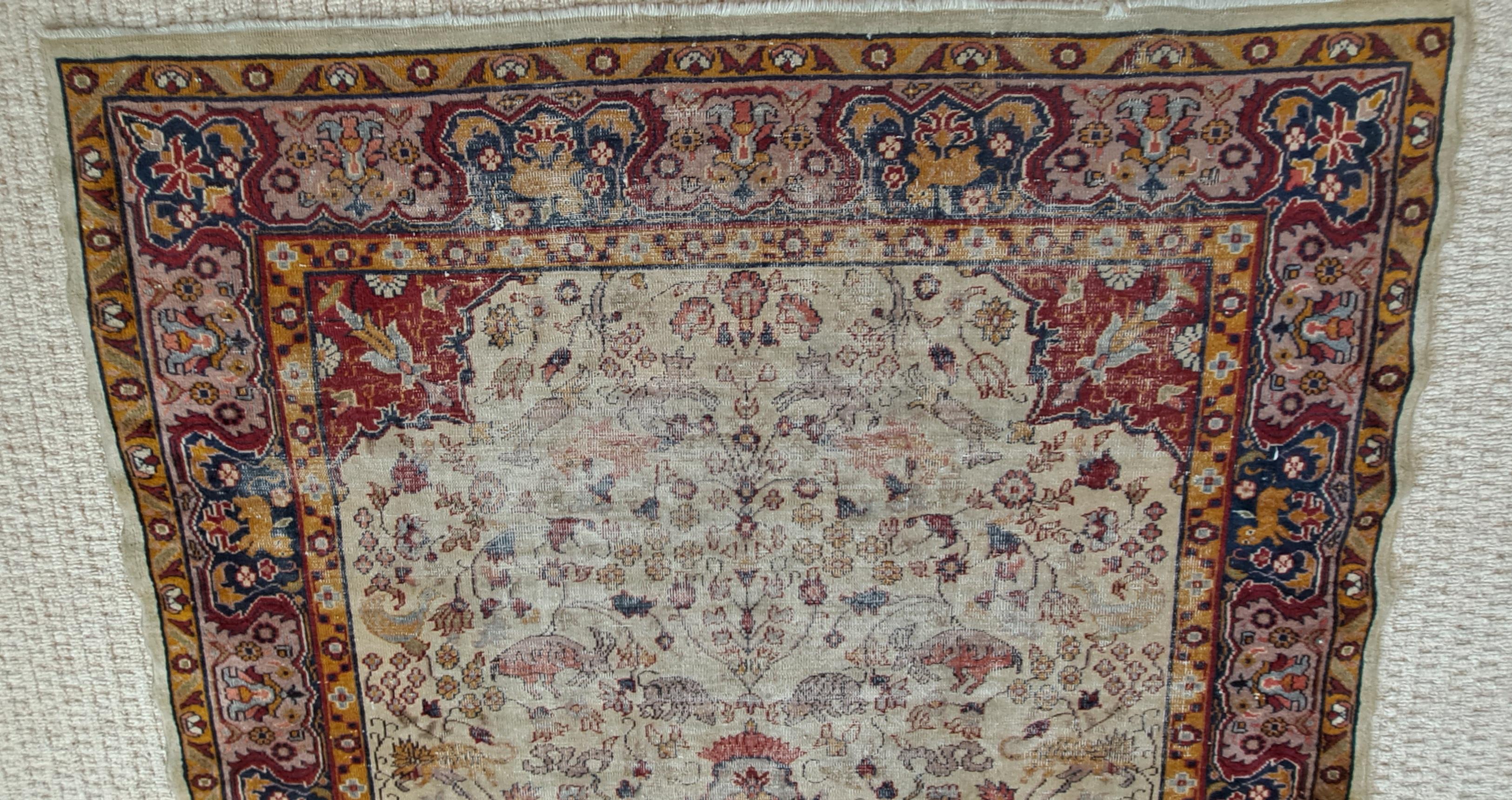 Antique Kashan Handwoven Silk Rug   For Sale 2