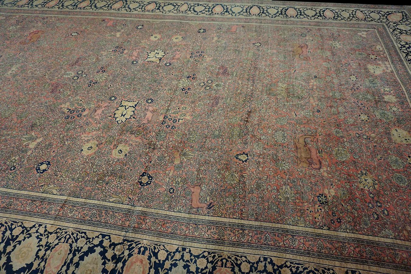 Lana Tappeto persiano Mohtasham Kashan del XIX secolo in vendita