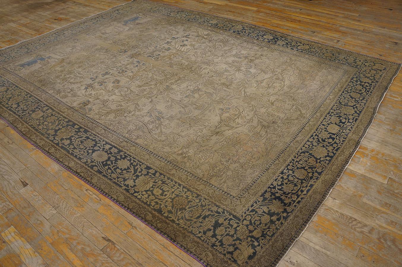 Annodato a mano Tappeto persiano Mohtasham Kashan del XIX secolo ( 7' 7'' x 10' 3'' - 232 x 313 cm ) in vendita