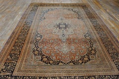 1890s RedRust Medallion Antique Persian Mohtasham Kashan Carpet 8'2''x11'4'' Rug