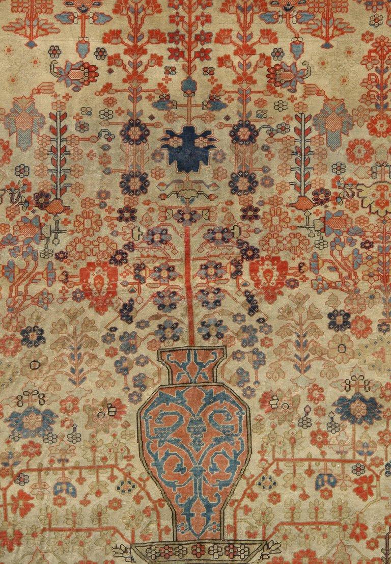 Antiker persischer Kashan Mohtashem Teppich 4'2 x 6' (Kaschan) im Angebot