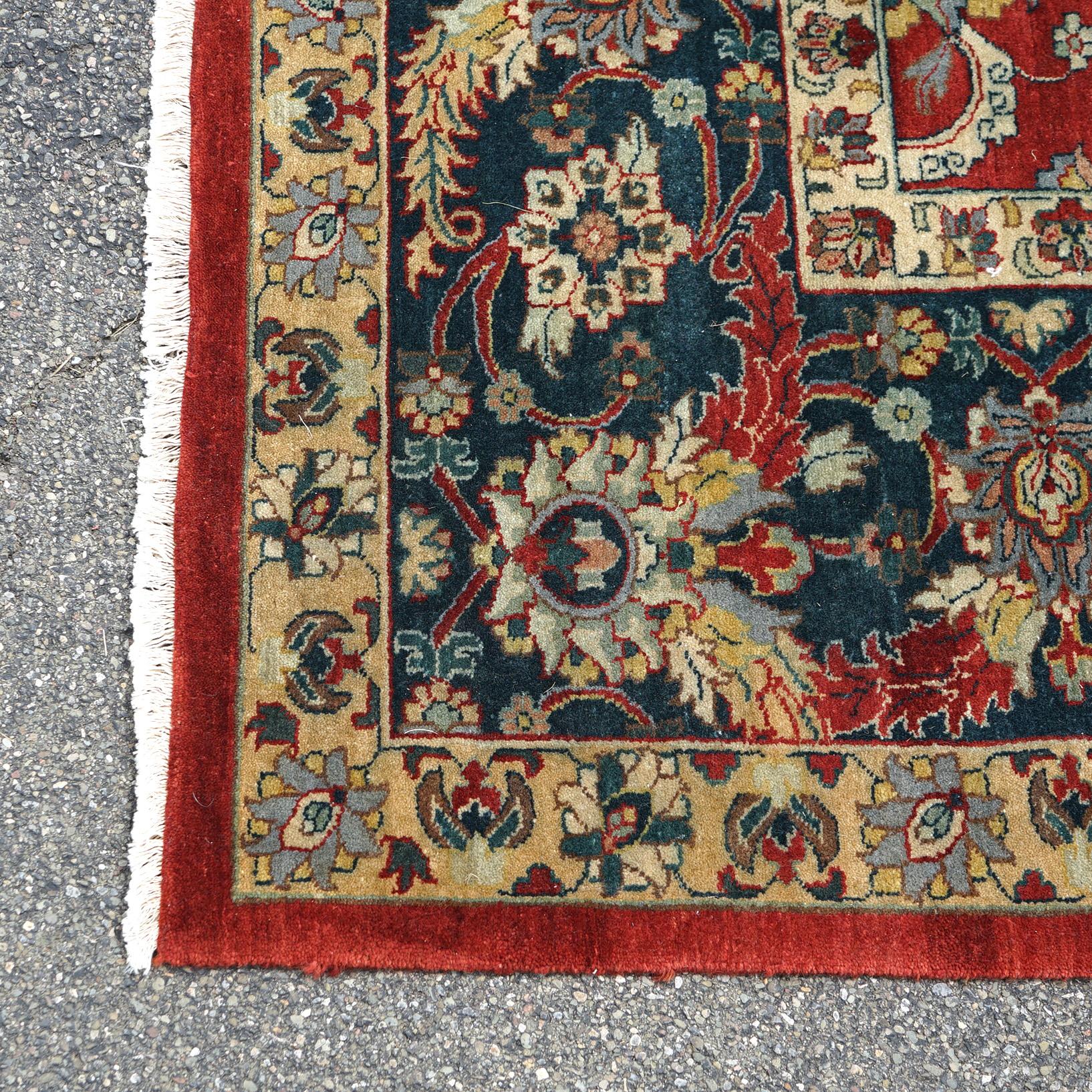 Antique Kashan Persian Oriental Wool Rug 10' x 14' circa 1940 In Good Condition In Big Flats, NY