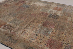 Antique Kashan Persian Silk Rug, Polychromatic Compartment Grid - Rug & Kilim