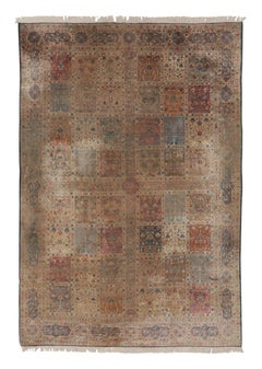 Antique Kashan Persian Silk Rug, Polychromatic Compartment Grid - Rug & Kilim