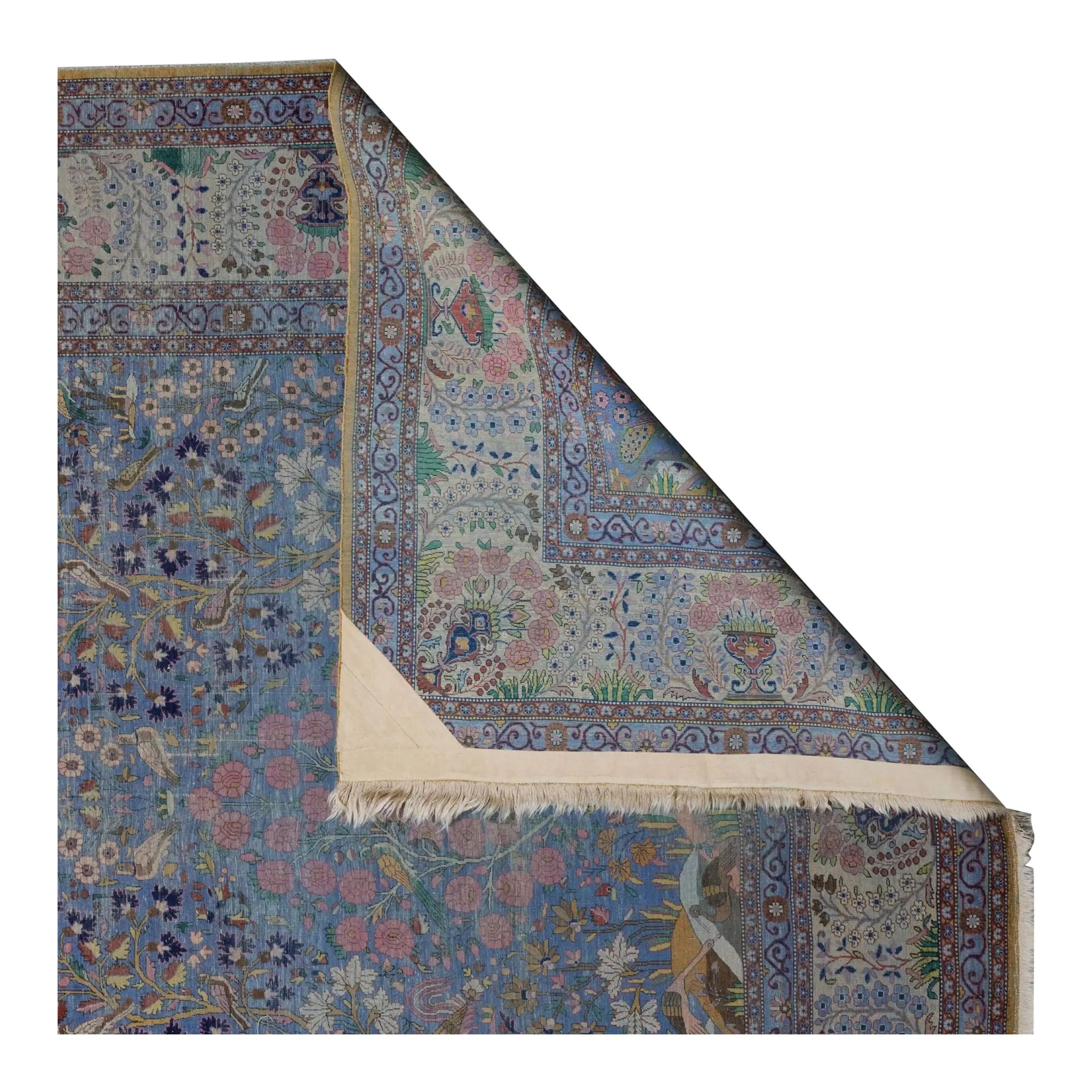 Antique Kashan Persian Silk Rug with All-Over Floral Pattern - Rug 
Kilim