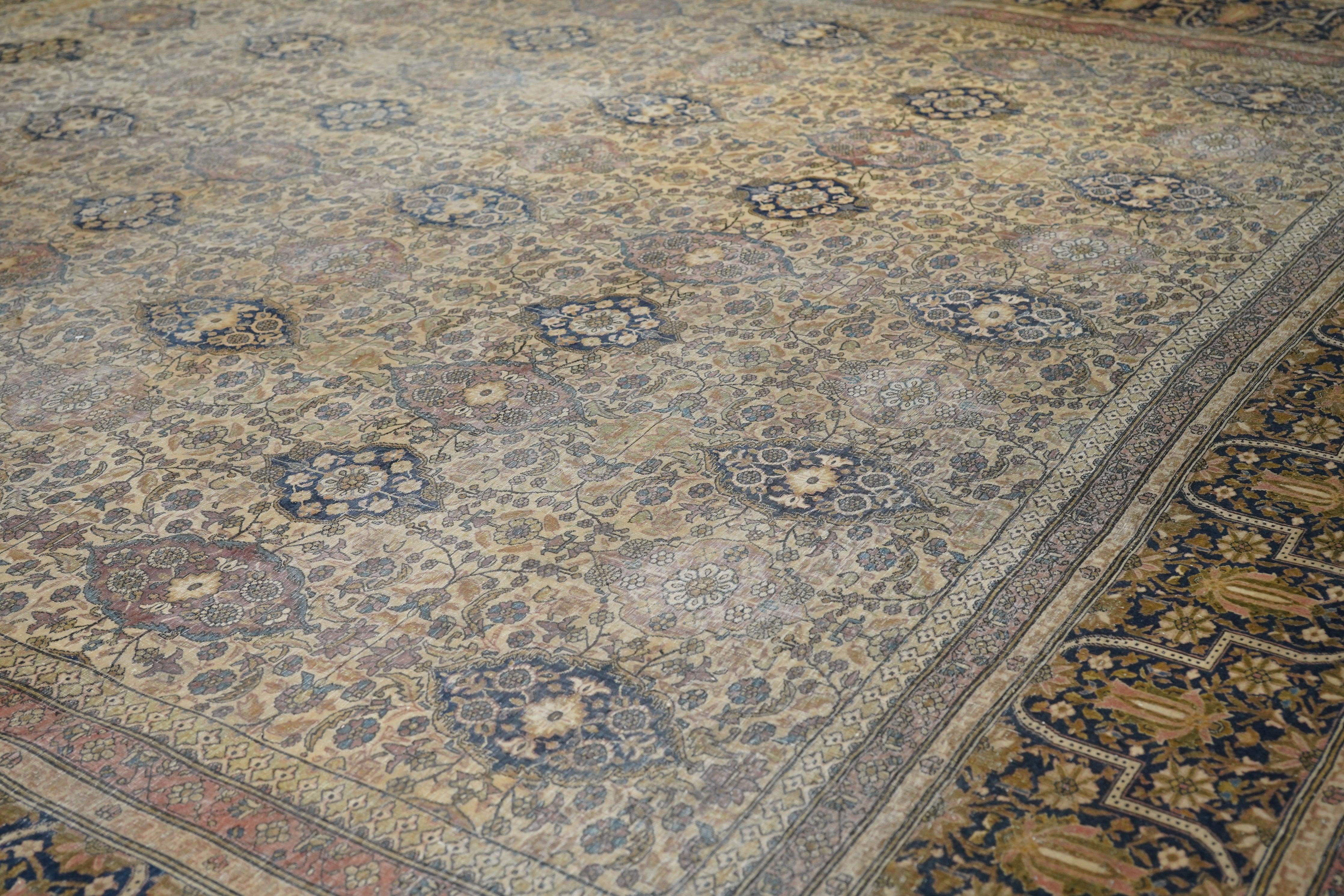 Antiker Kashan-Teppich 10'3'' x 13'6'' (Wolle) im Angebot