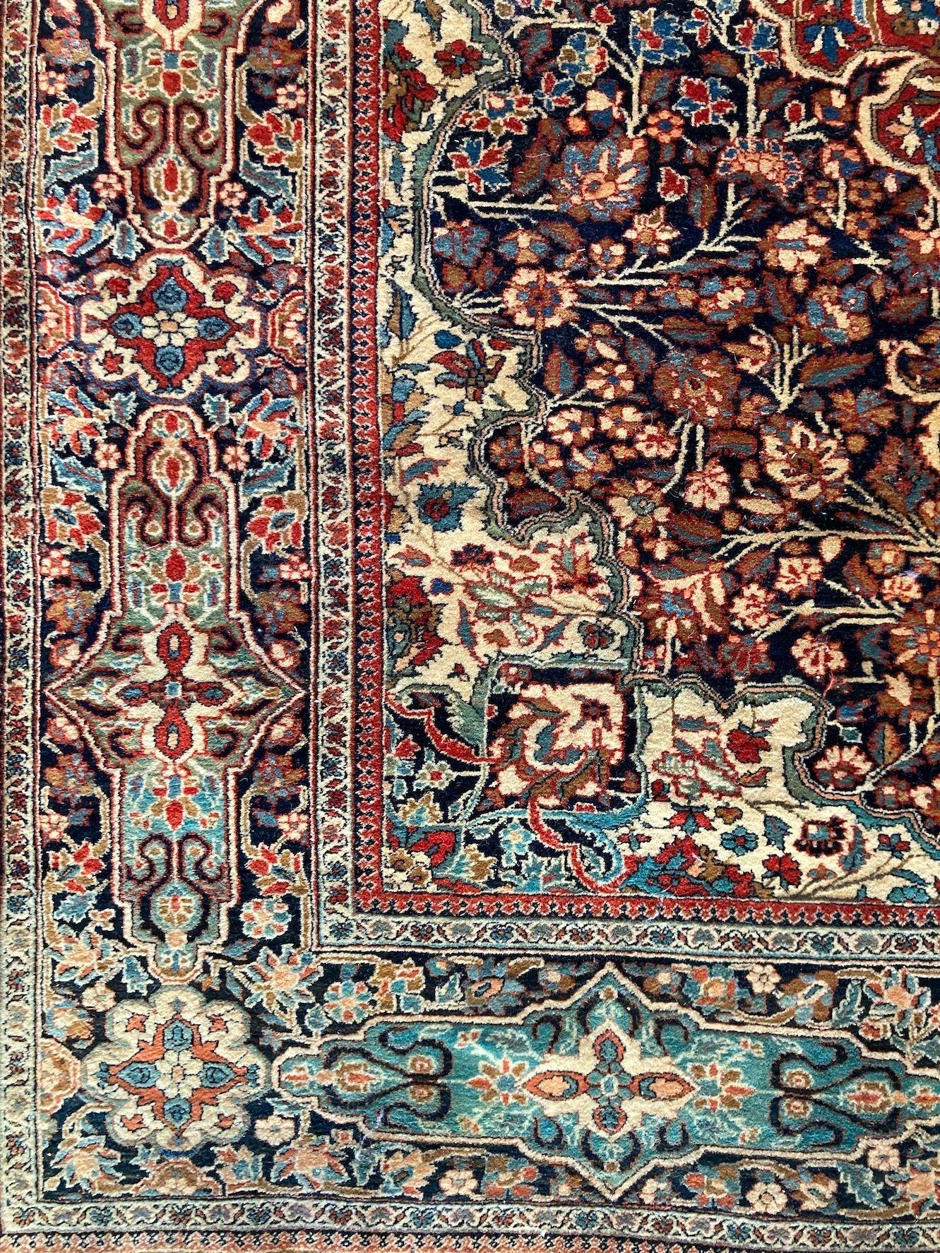 Antiker Kashan Teppich 2.10m x 1.41m (Wolle) im Angebot