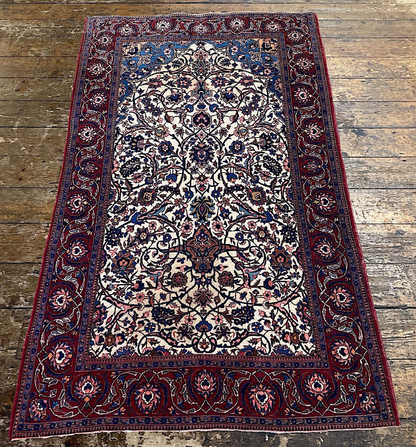 Early 20th Century Antique Kashan Rug 2.12m x 1.31m For Sale