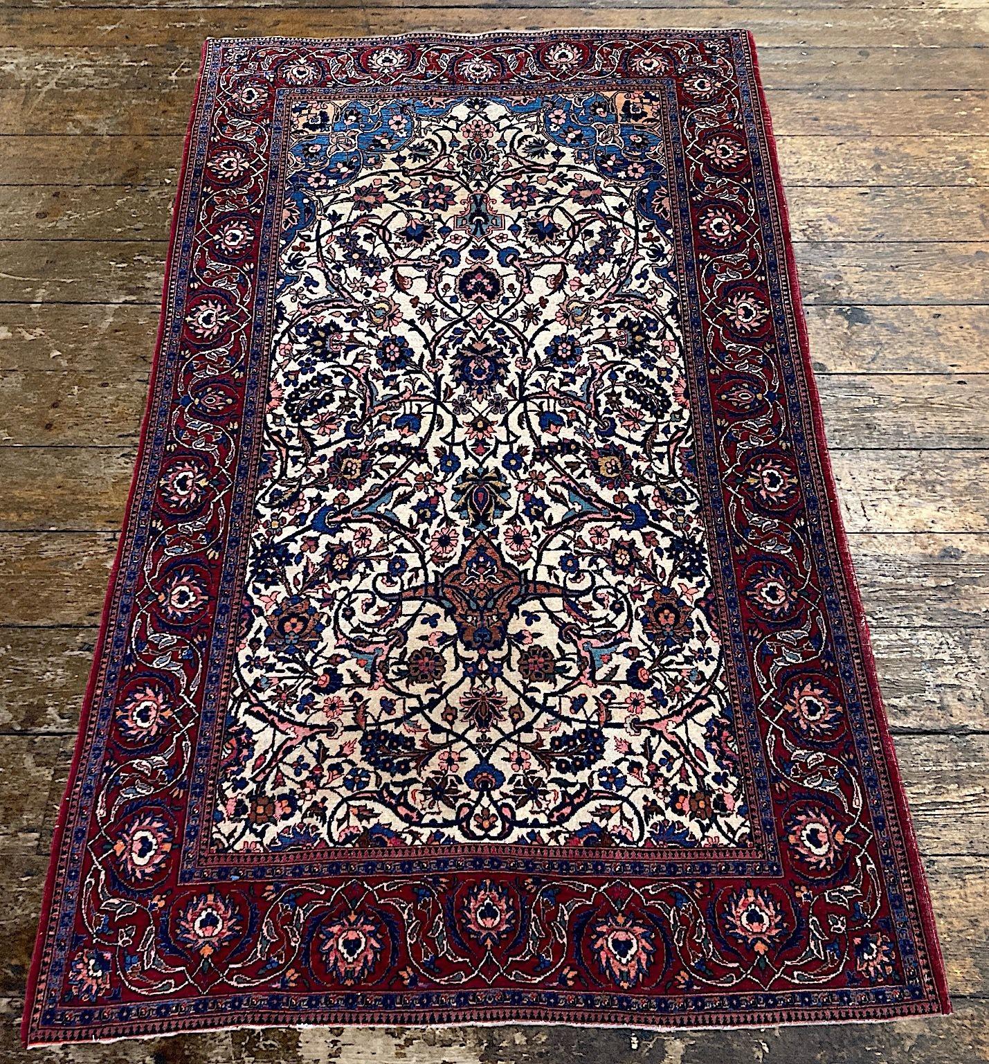 Inizio XX secolo Tappeto antico Kashan 2,12 m x 1,31 m in vendita