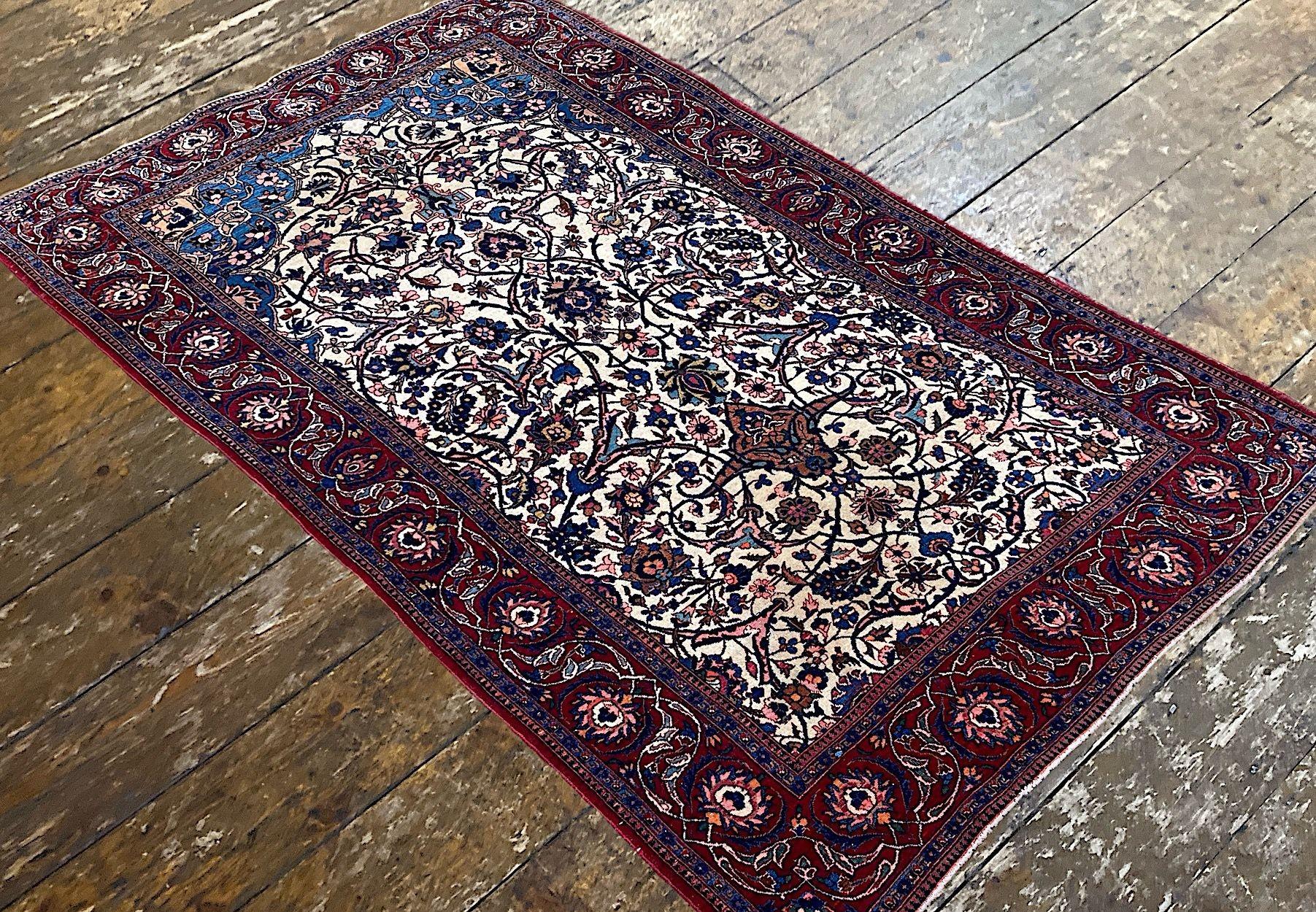 Lana Tappeto antico Kashan 2,12 m x 1,31 m in vendita