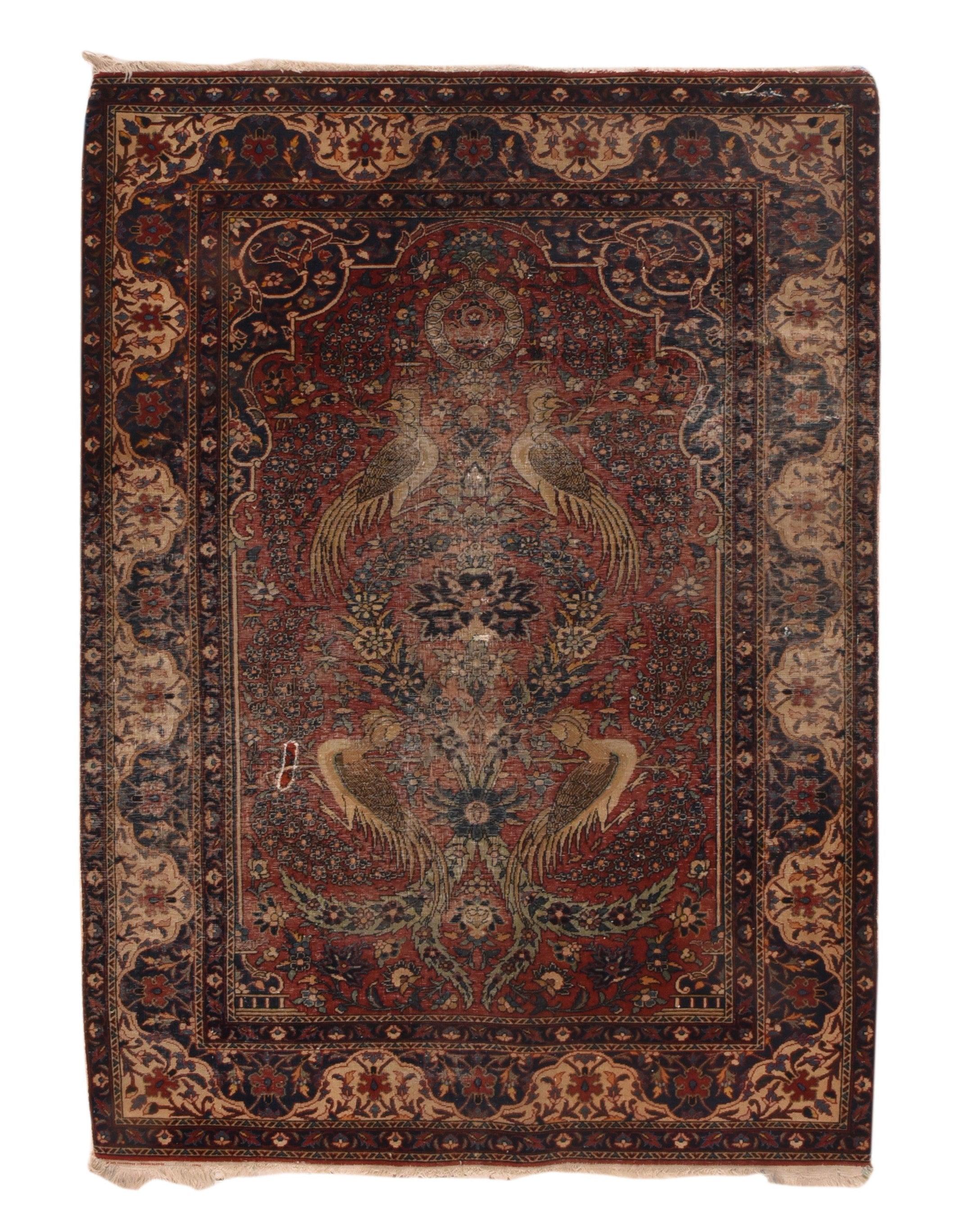 Hand-Knotted Antique Kashan Rug 3'3'' x 5'0