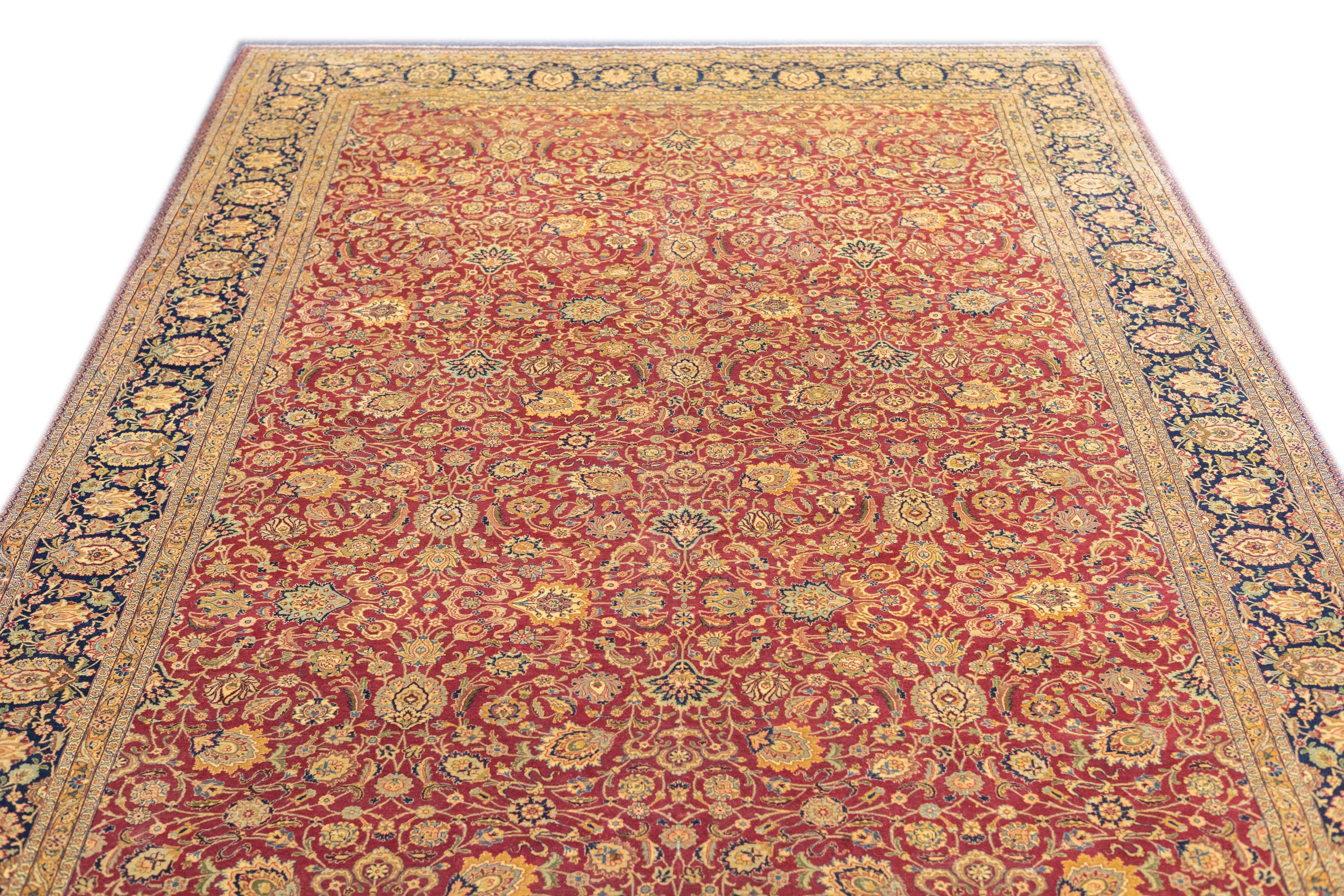 Antiker Kashan-Teppich 6'5'' x 10'6'' (20. Jahrhundert) im Angebot