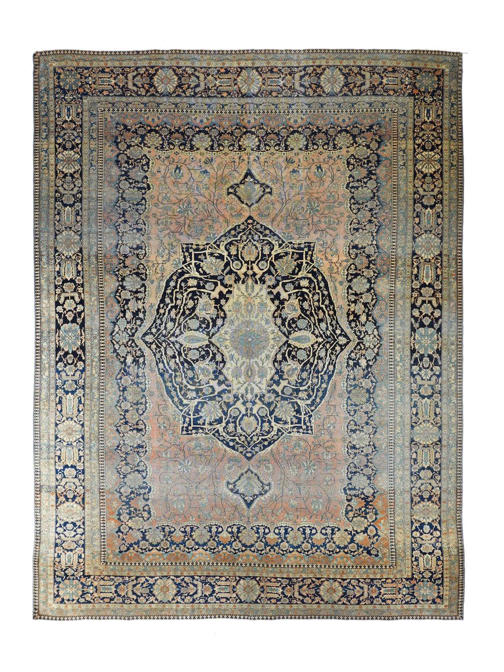 Persiano Tappeto antico Kashan 7'4'' x 9'10'' in vendita