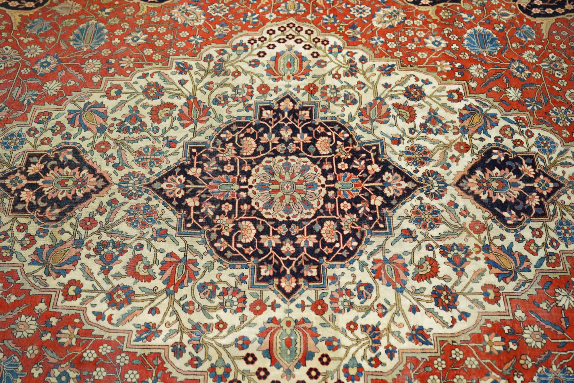 Laine Tapis Mohtasham Kashan ancien 9'0