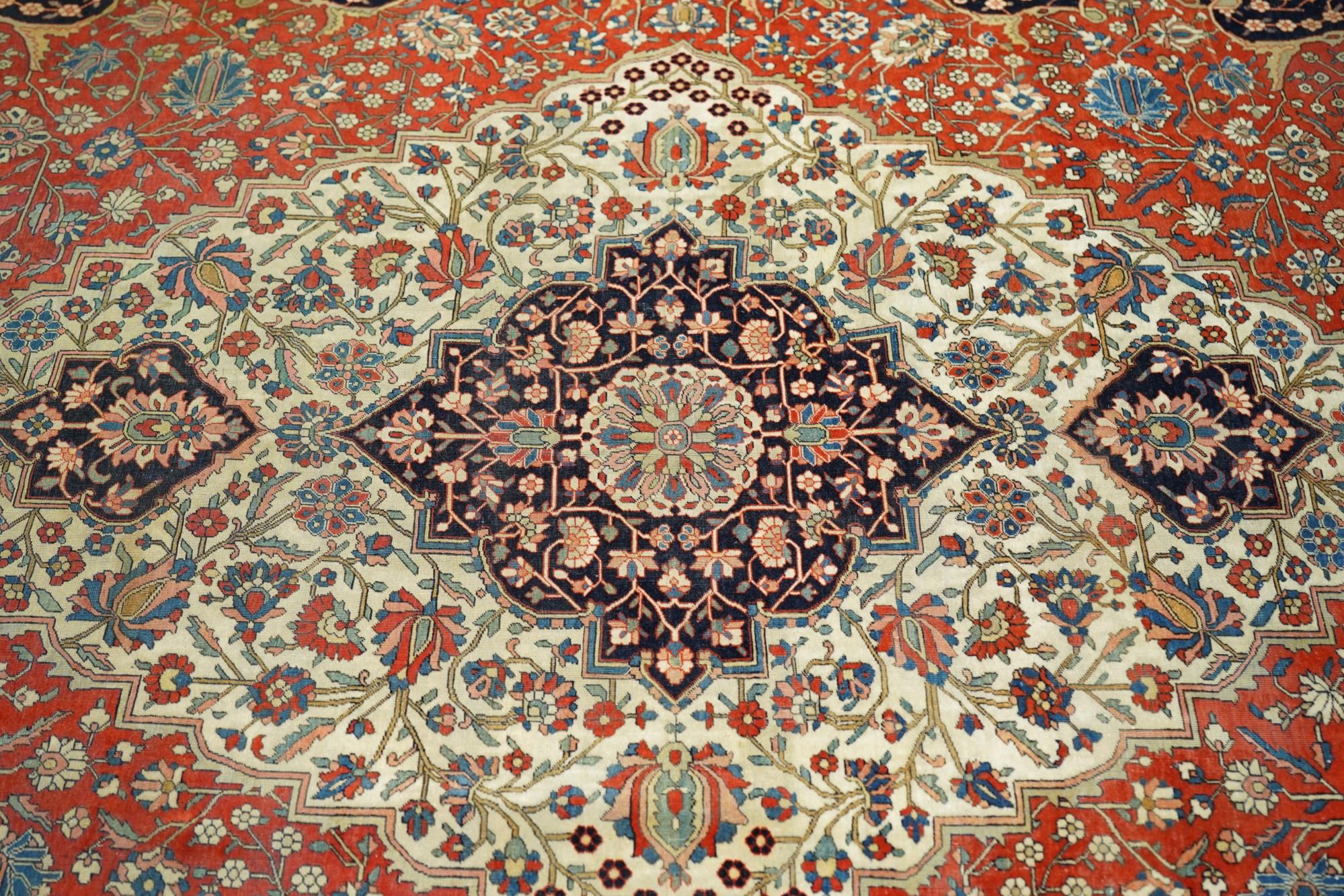 Wool Antique Mohtasham Kashan Rug  For Sale