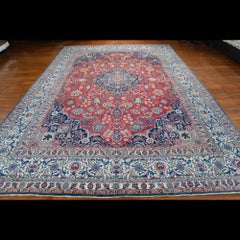 Antique Kashan Rug, Hand-Knotted Wool, 9'4" x 12'4", Turkish Design