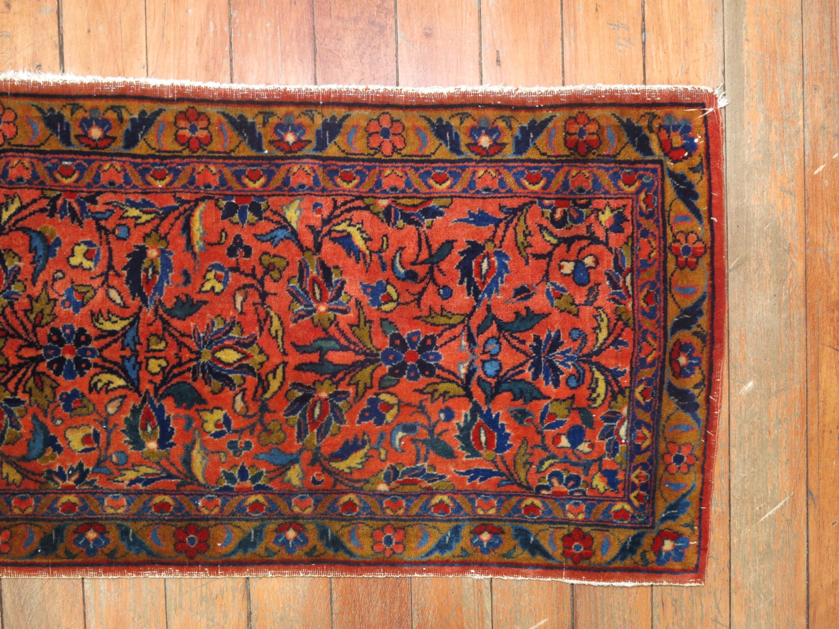Hand-Woven Antique Kashan Rug