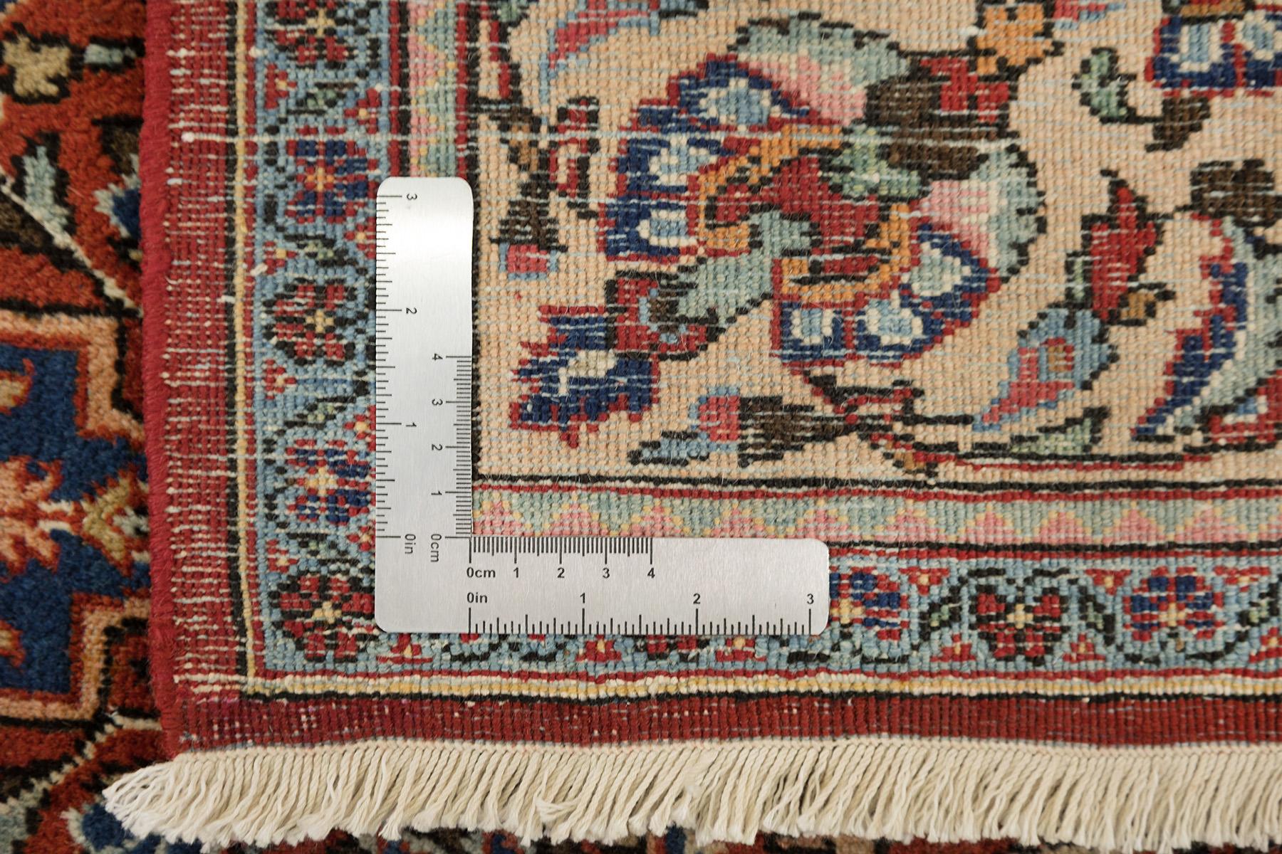 Antiker Kashan Teppich, handgeknüpft, 6,7 × 4,4 Fuß - Rot, Blau und Elfenbein im Angebot 2