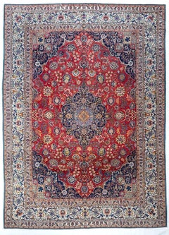 Antique Kashan Rug, Hand-Knotted Wool, 9'4" x 12'4", Turkish Design