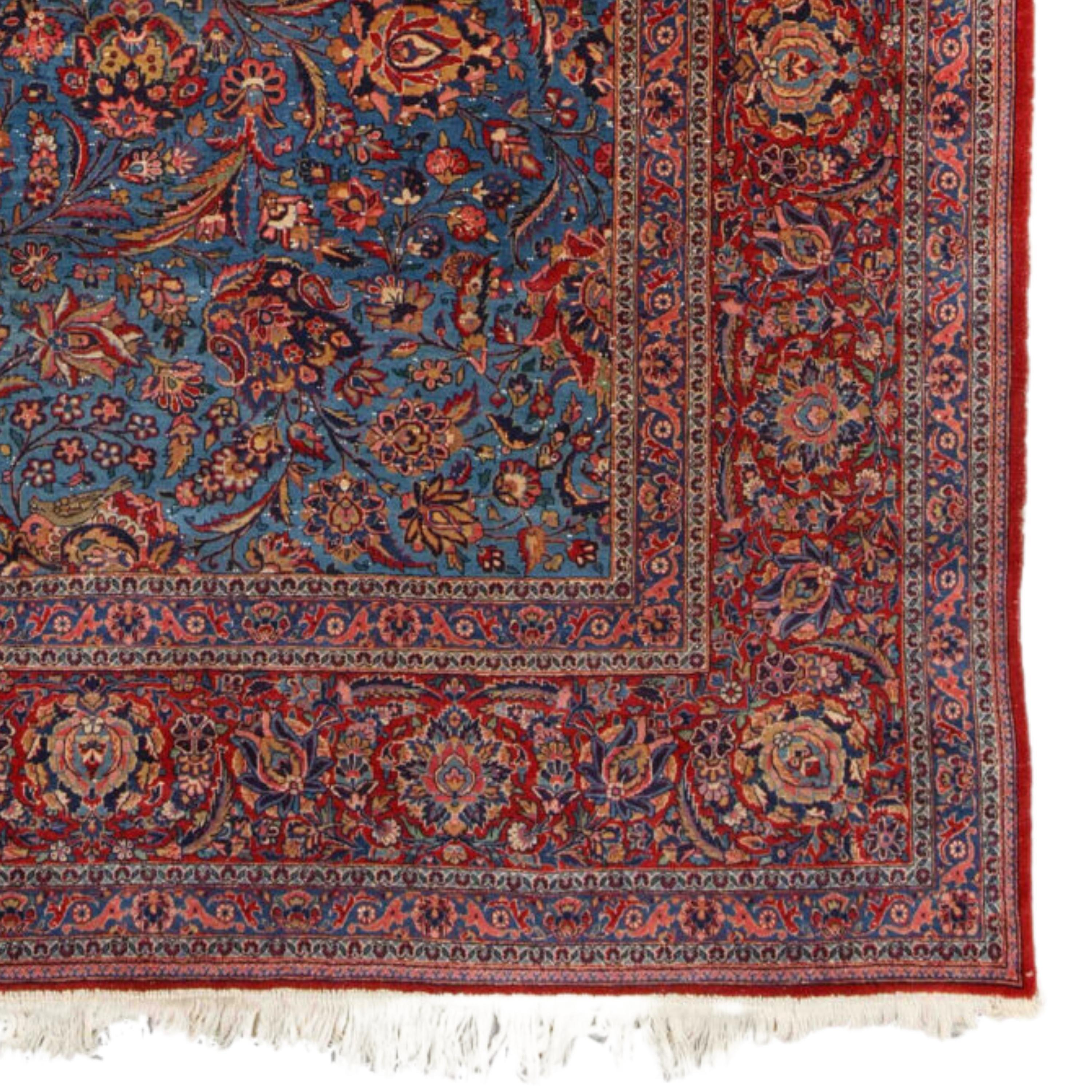 Wool Antique Kashan Rug - Late 19th Century Kashan Rug For Sale