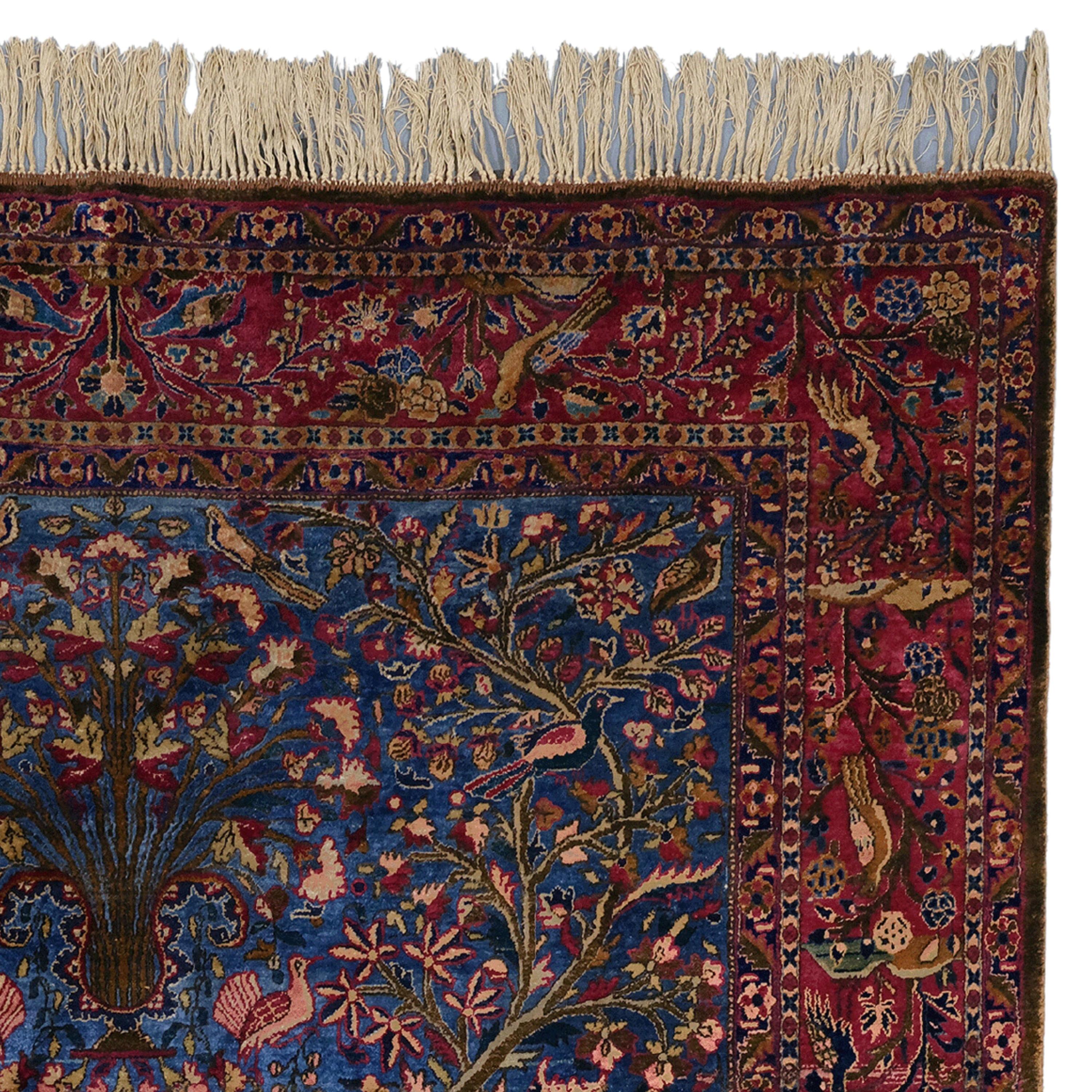 Antique Kashan Silk Rug - 19th Century Silk Keshan Rug, Antique Rug, Silk Rug In Good Condition For Sale In Sultanahmet, 34