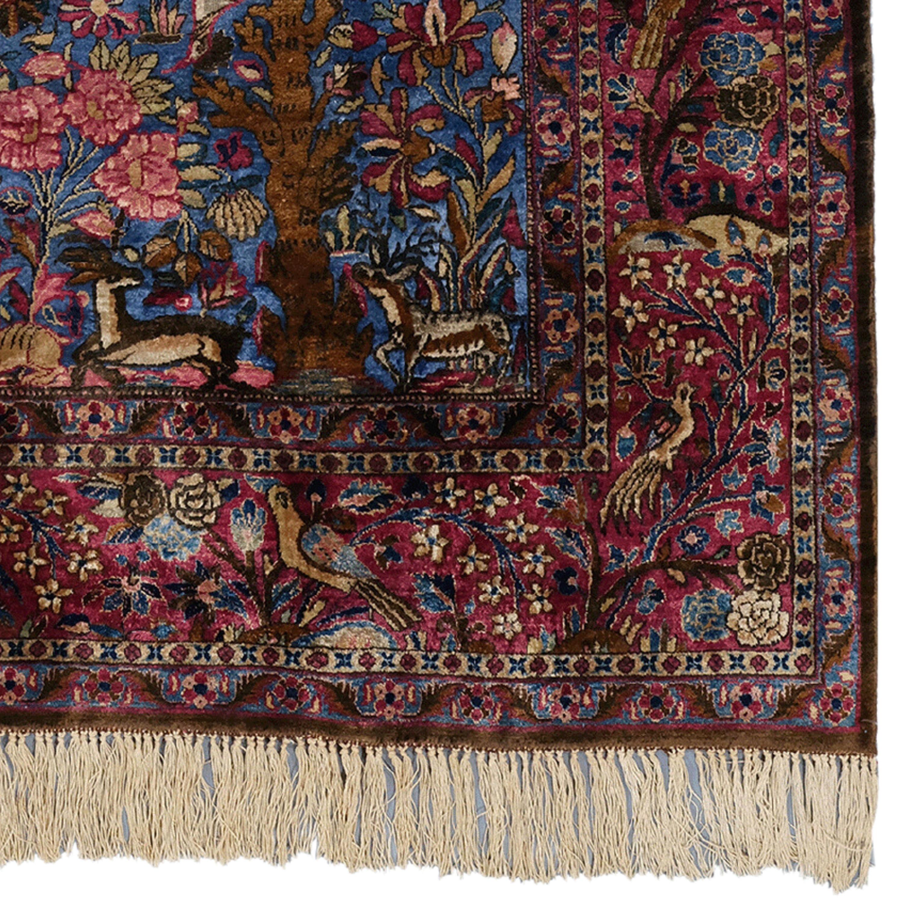 Antique Kashan Silk Rug - 19th Century Silk Keshan Rug, Antique Rug, Silk Rug For Sale 1