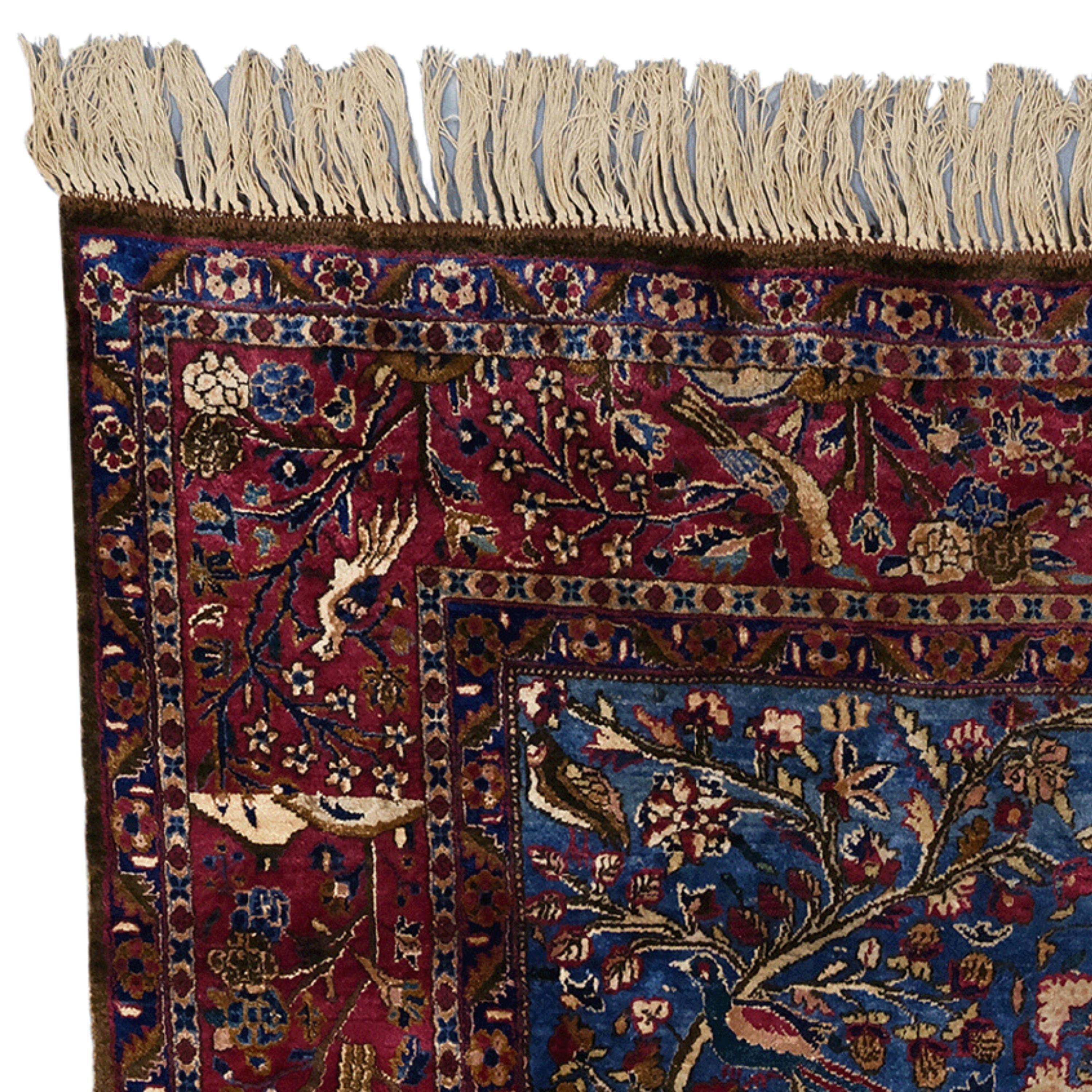 Antique Kashan Silk Rug - 19th Century Silk Keshan Rug, Antique Rug, Silk Rug For Sale 2