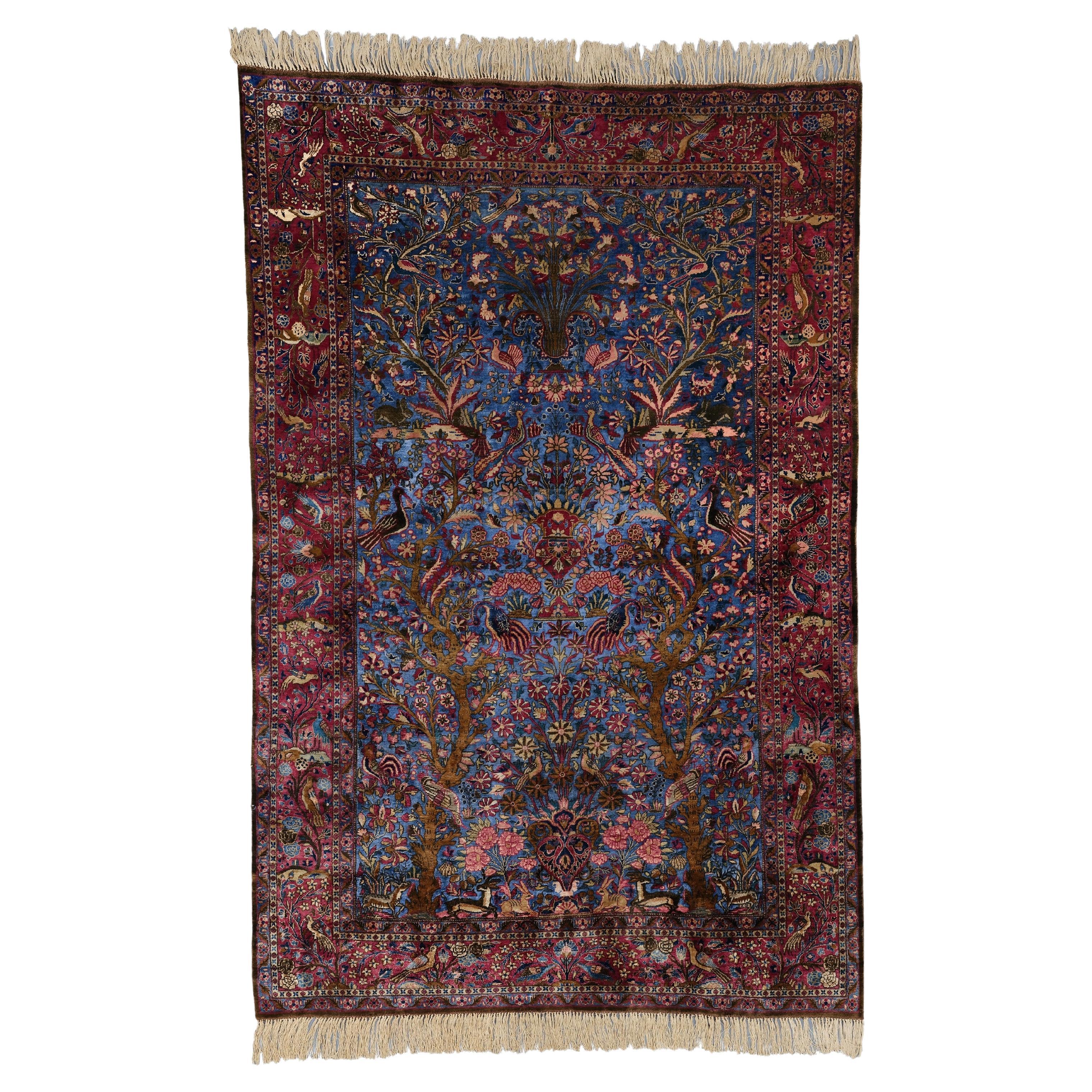Antique Kashan Silk Rug - 19th Century Silk Keshan Rug, Antique Rug, Silk Rug For Sale