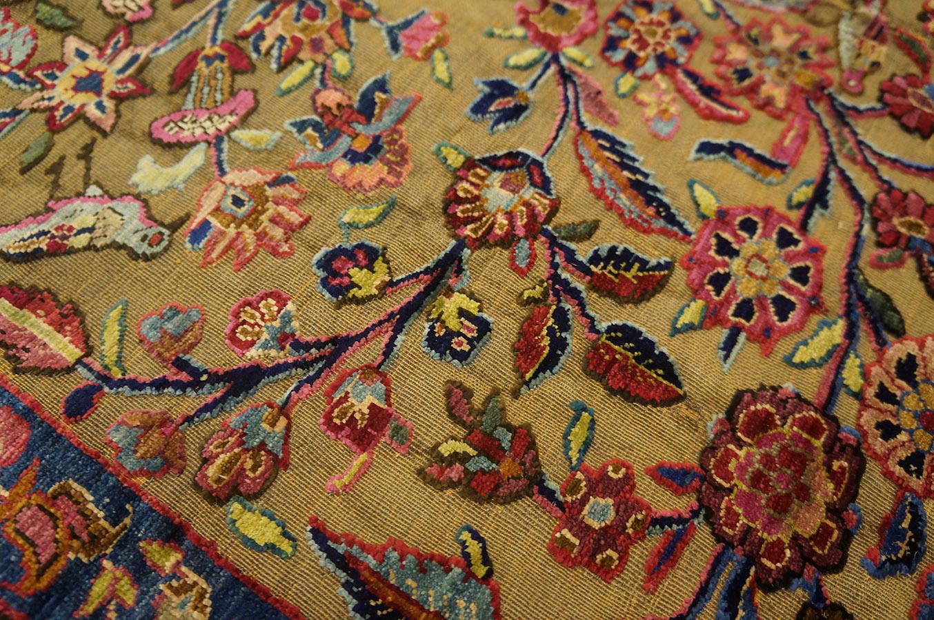 Early 20th Century Silk & Metallic Threads Souf Kashan Carpet (4' 3'' x 6' 3'') For Sale 3