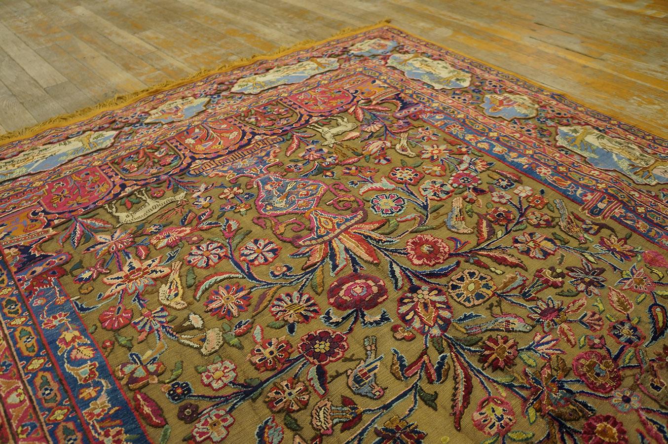 Early 20th Century Silk & Metallic Threads Souf Kashan Carpet (4' 3'' x 6' 3'') For Sale 10