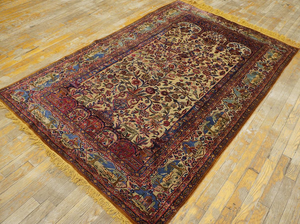 Early 20th Century Silk & Metallic Threads Souf Kashan Carpet
( 4' 3'' x 6' 3'' - 130 x 190 cm  )