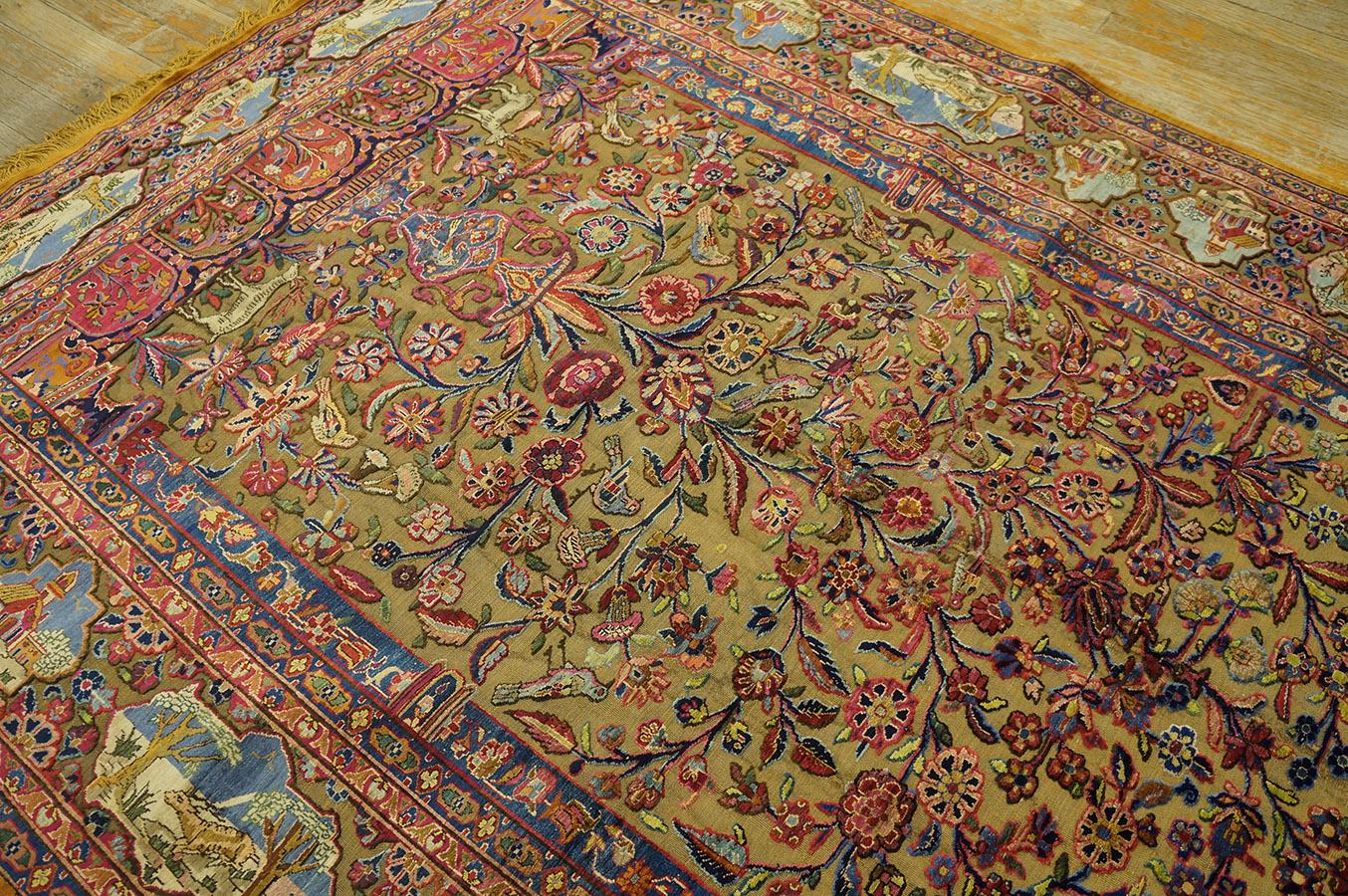 Hand-Knotted Early 20th Century Silk & Metallic Threads Souf Kashan Carpet (4' 3'' x 6' 3'') For Sale