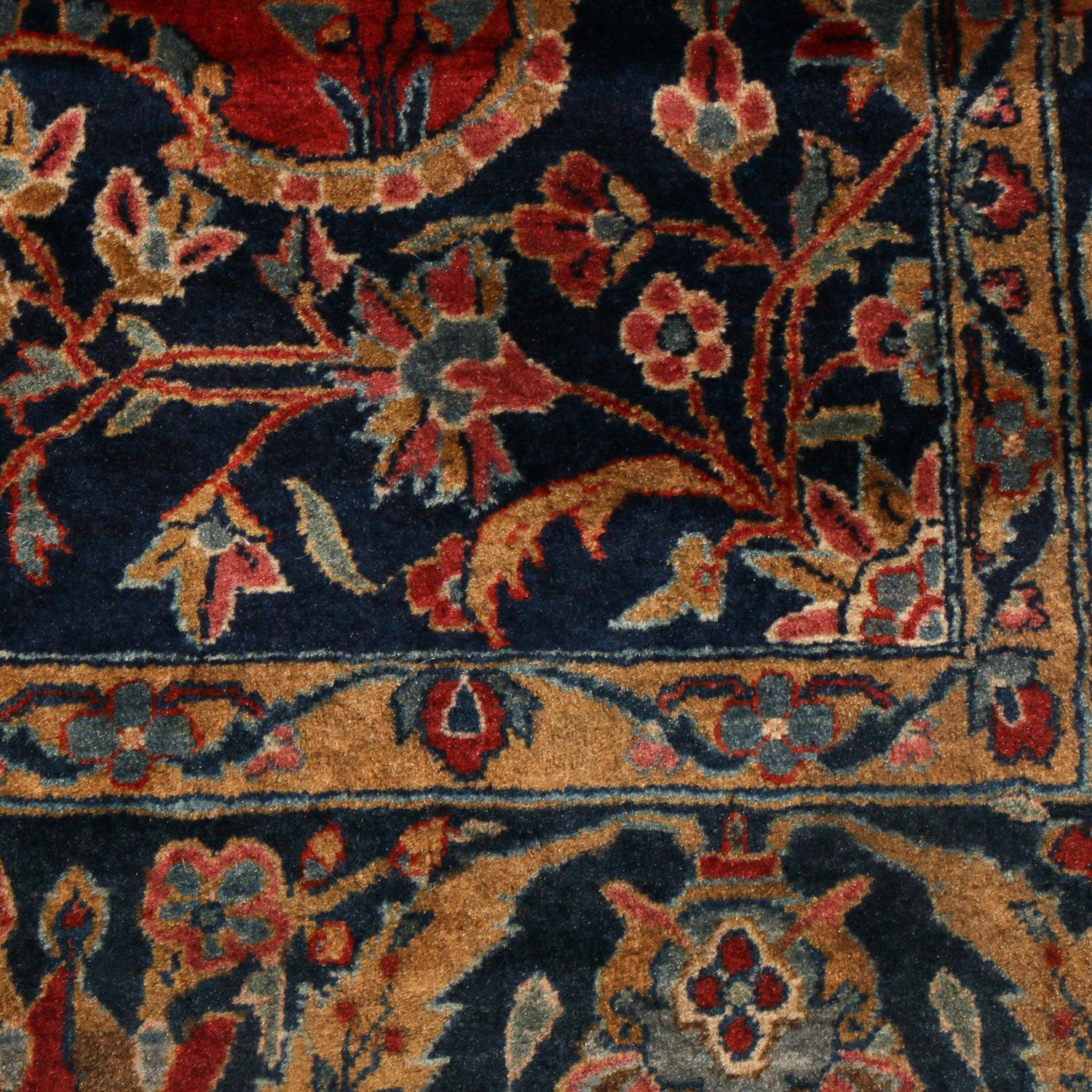 Antique Kashan Traditional Red and Navy Blue Wool Persian Rug by Rug & Kilim In Good Condition For Sale In Long Island City, NY