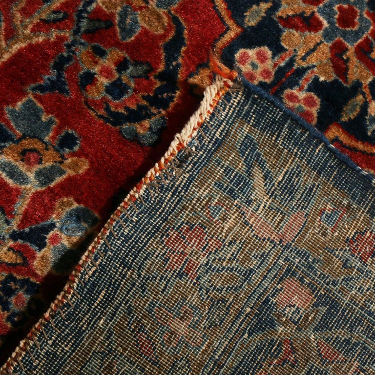 Antique Kashan Traditional Red and Navy Blue Wool Persian Rug by Rug ...