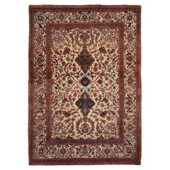 Antique Kashan Traditional Red Brown and Beig Silk Persian Rug by Rug & Kilim