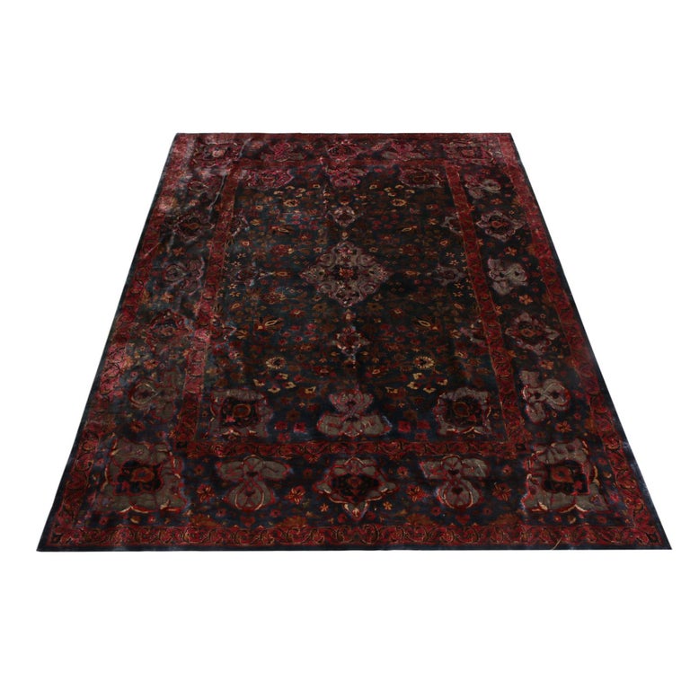 Antique Kashan Violet Purple Metallic Silk Persian Rug For Sale at 1stDibs