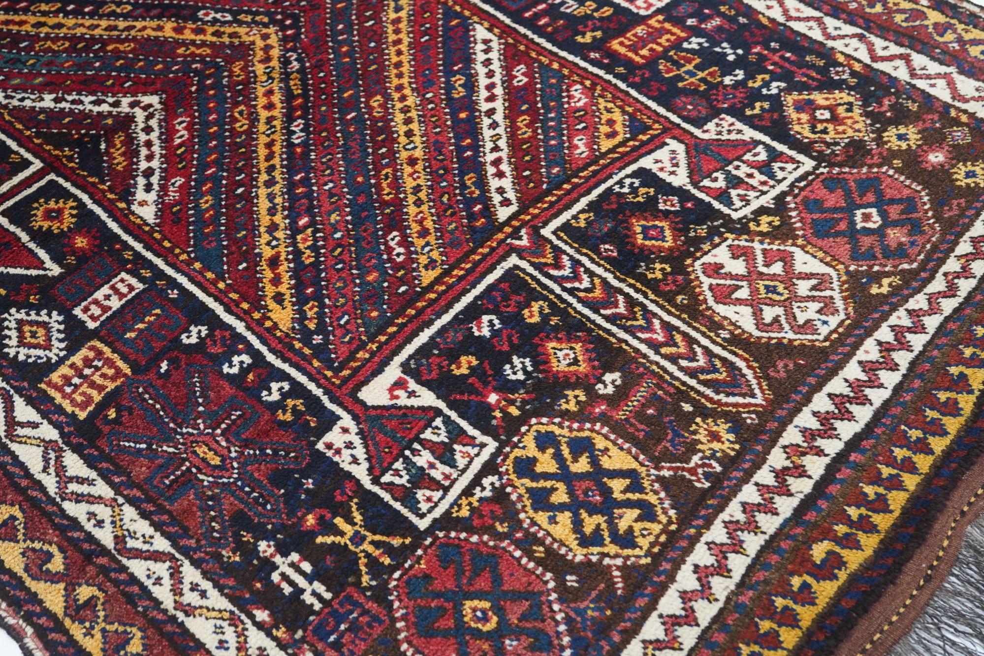 Wool Antique Kashkai Shiraz Rug For Sale