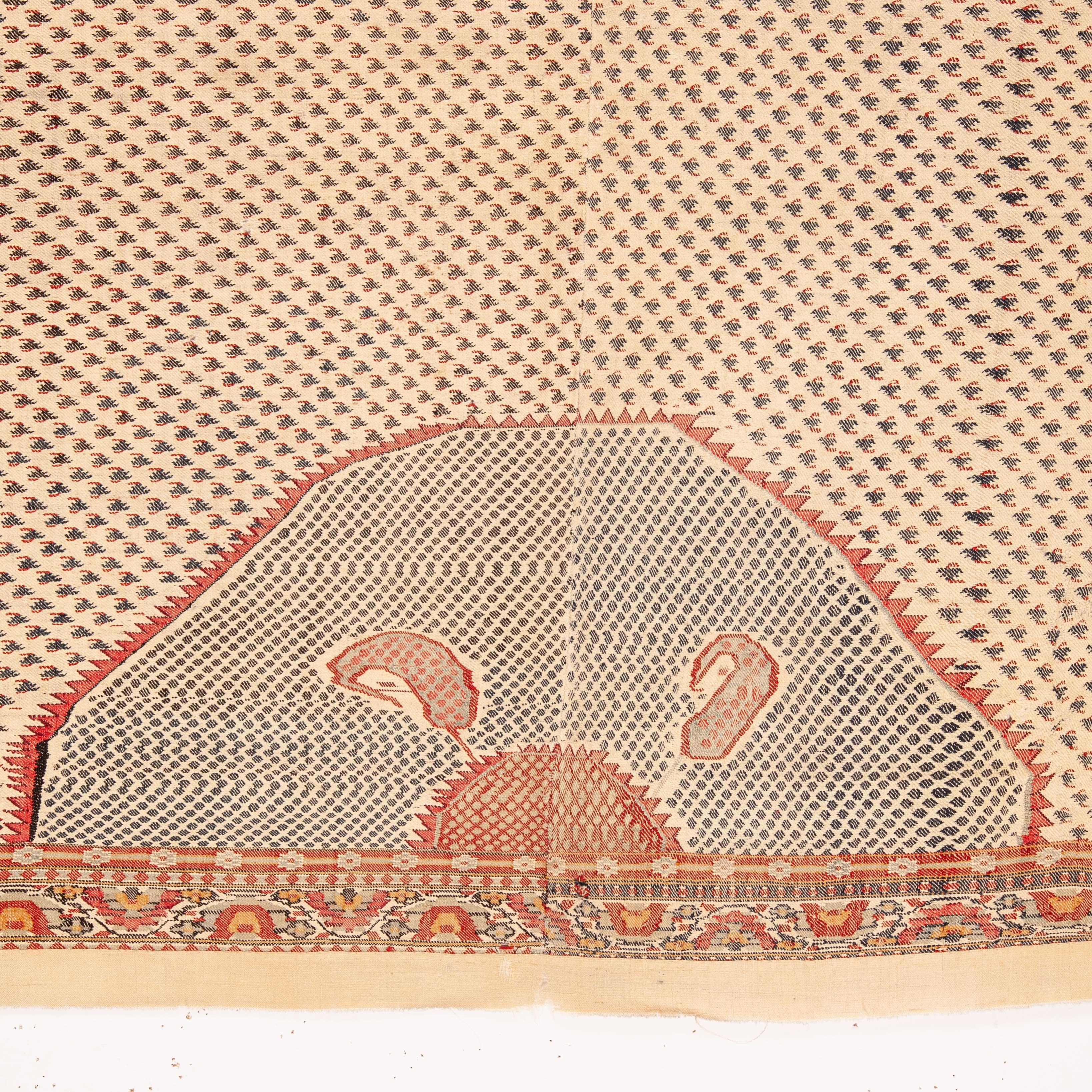 Islamic Antique Kashmir Moon Shawl Fragment, 1850s For Sale