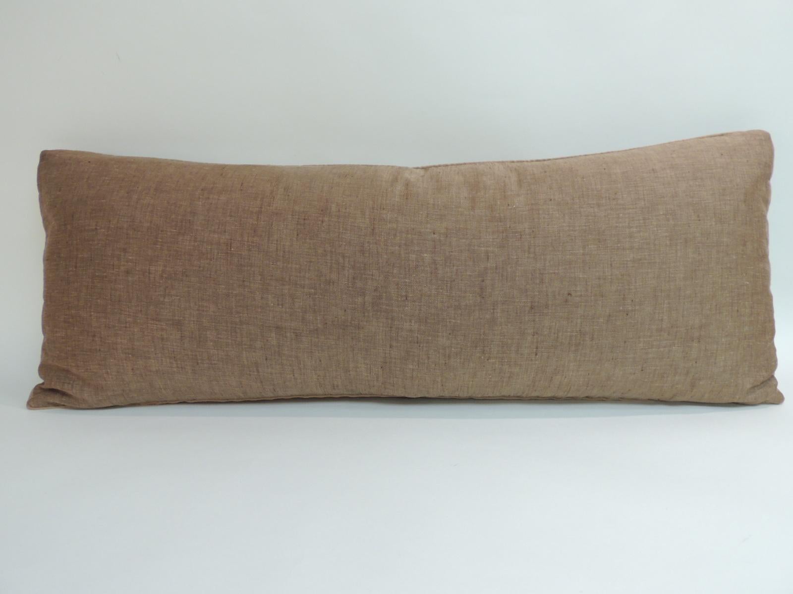 Hand-Crafted Antique Kashmir Patchwork Paisley Long Bolster Decorative Pillow