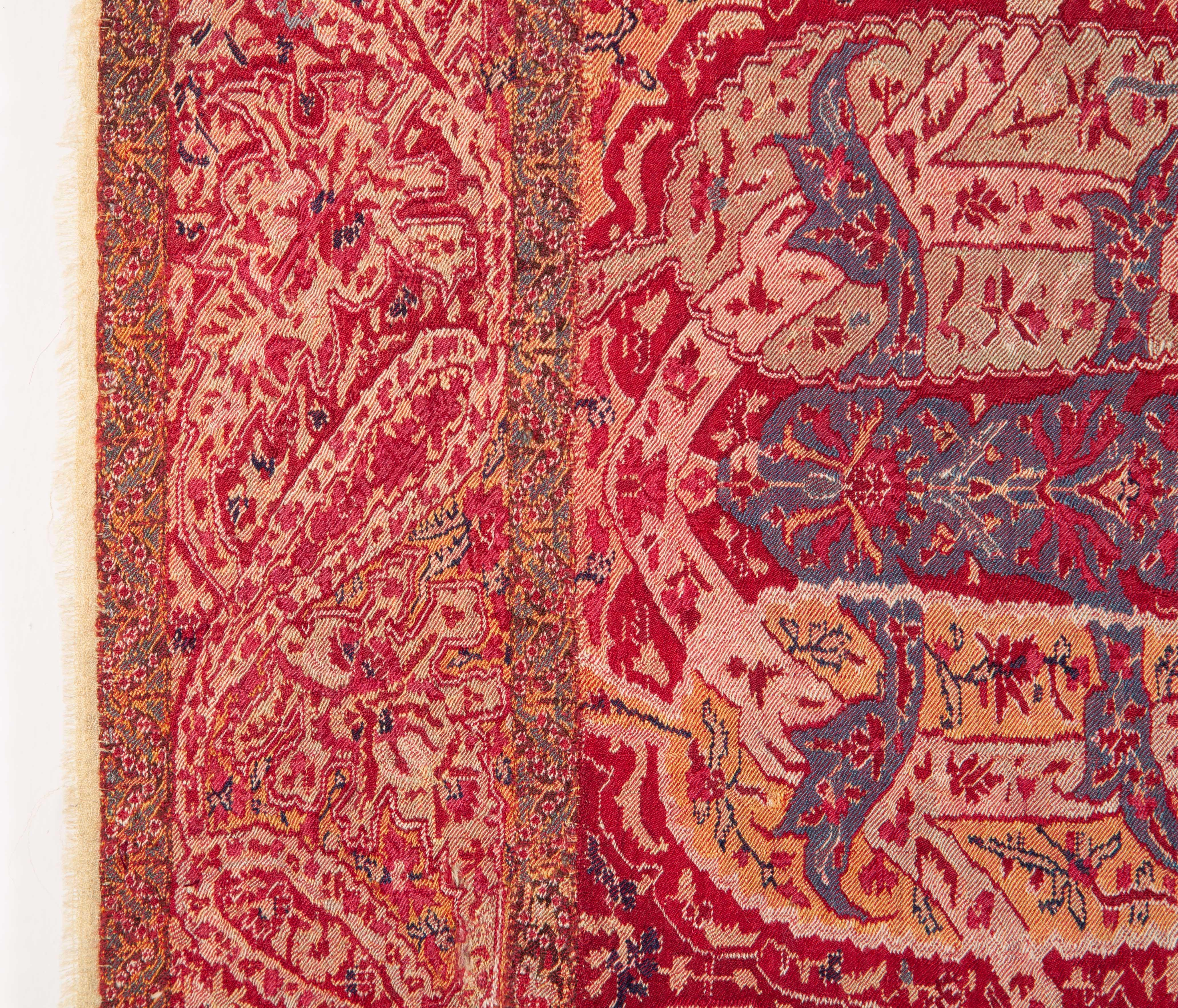 Indian Antique Kashmir Shawl from India, 19th Century