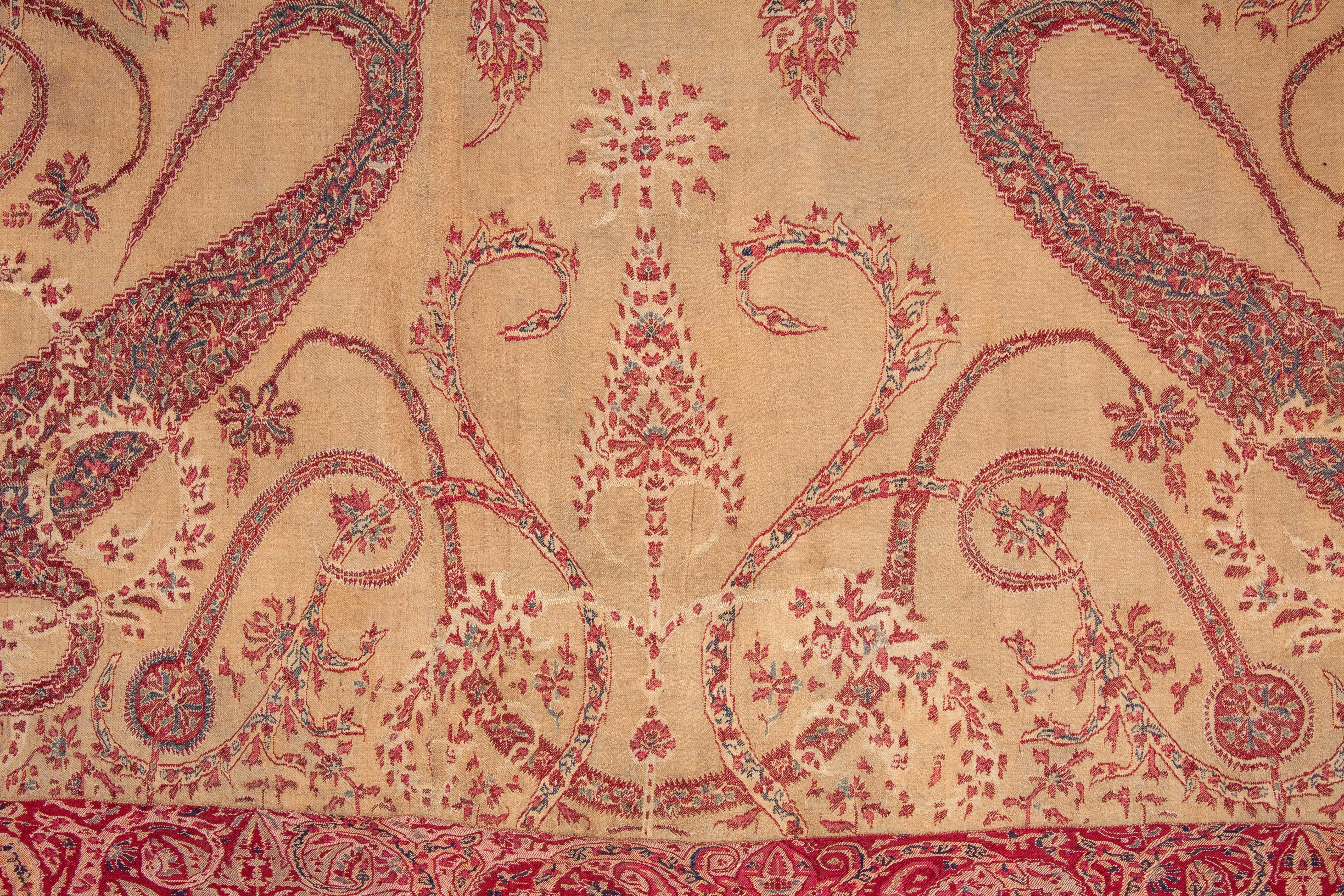 Hand-Woven Antique Kashmir Shawl from India, 19th Century