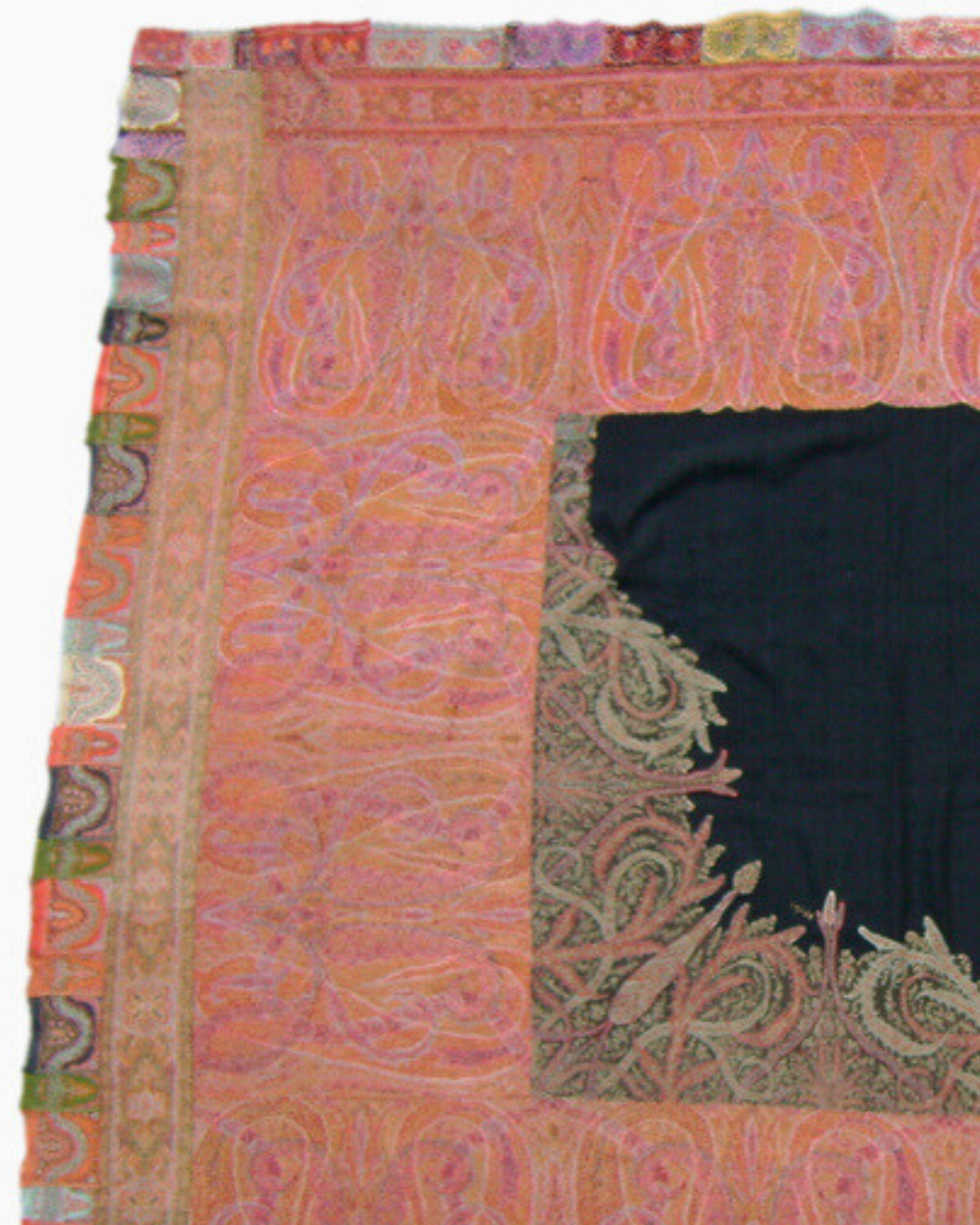 Hand-Knotted Antique Kashmir Shawl, Mid-19th Century For Sale