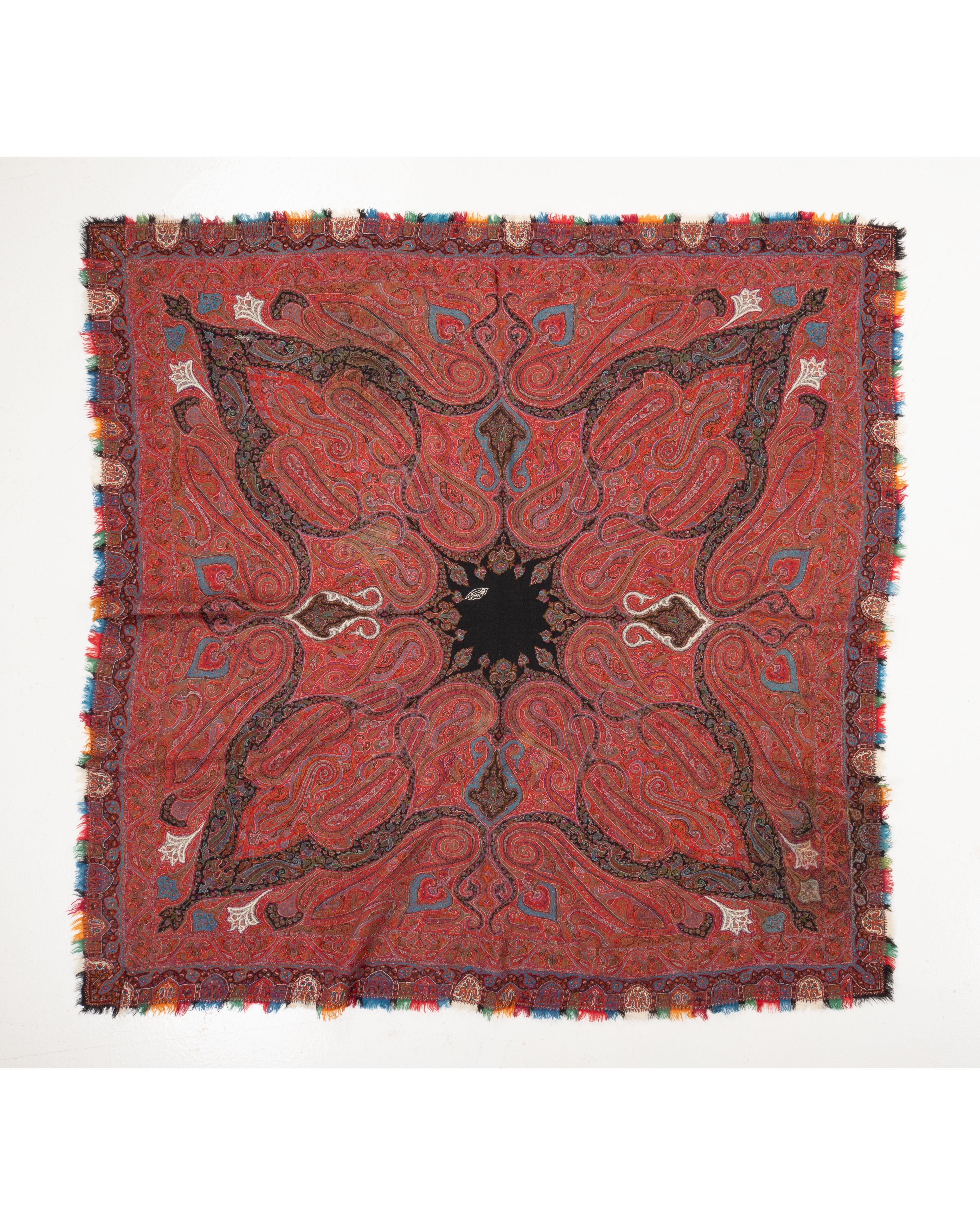 Antique Kashmir Squarish Shawl, 19th C. For Sale 4