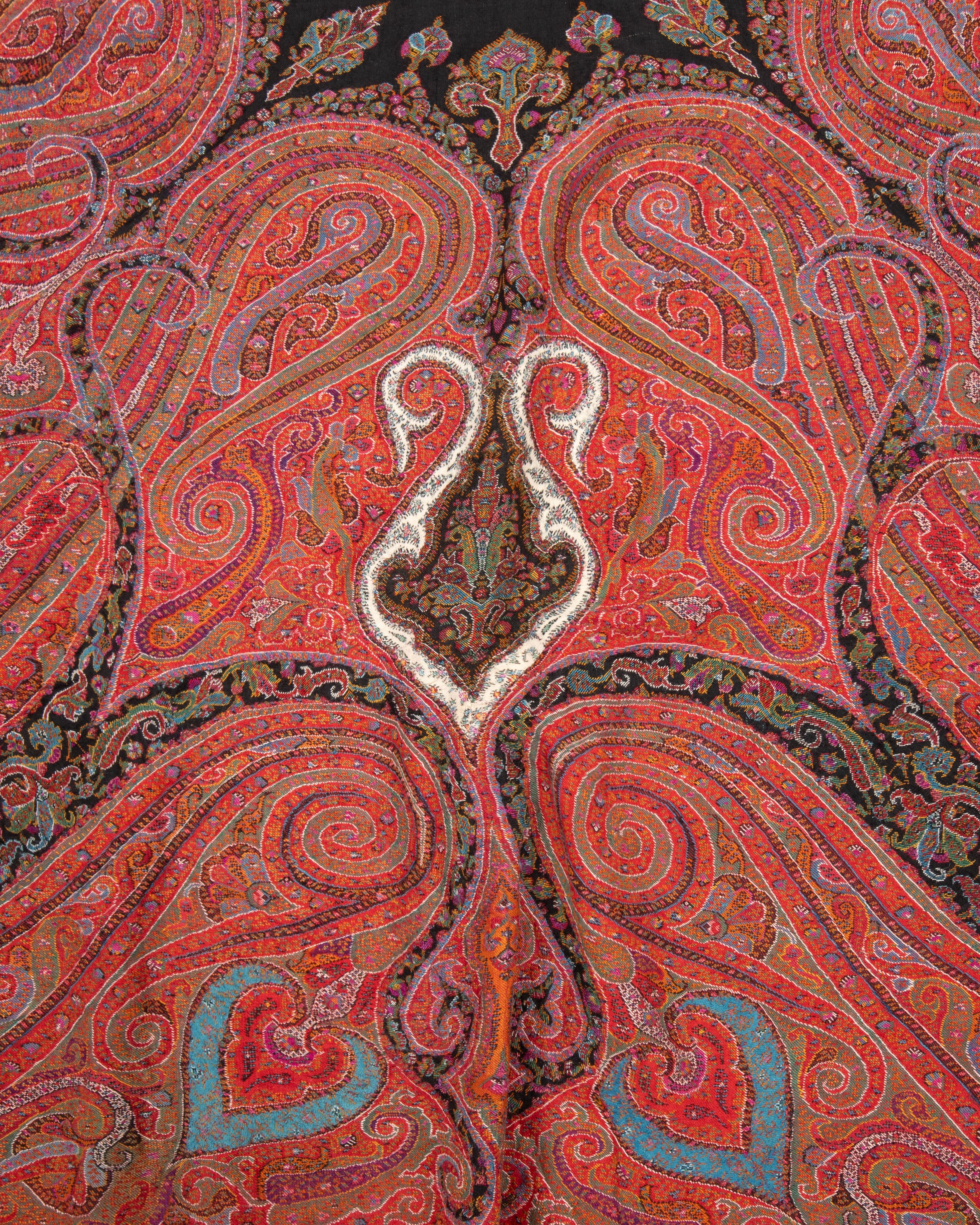 19th Century Antique Kashmir Squarish Shawl, 19th C. For Sale