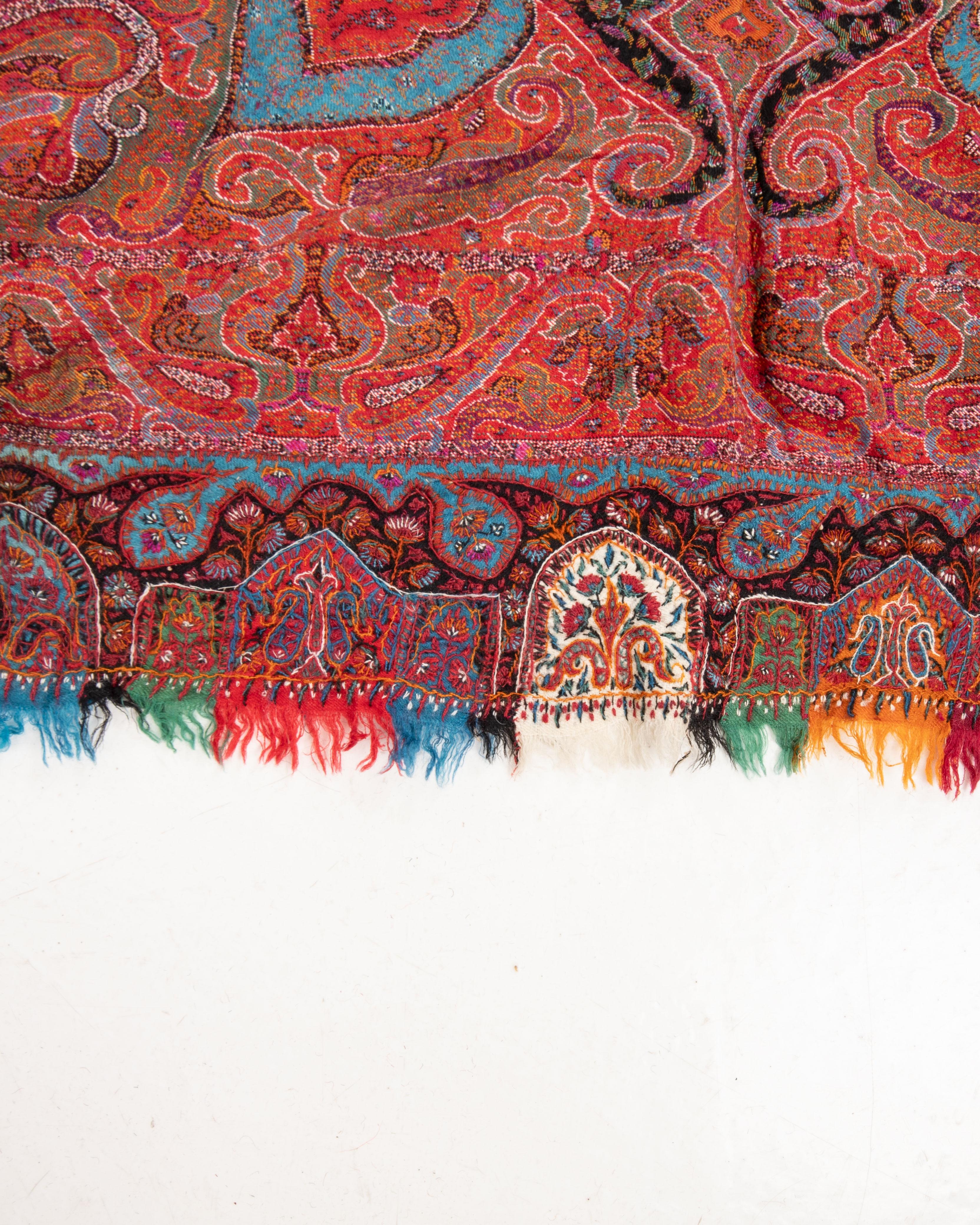 Antique Kashmir Squarish Shawl, 19th C. For Sale 1