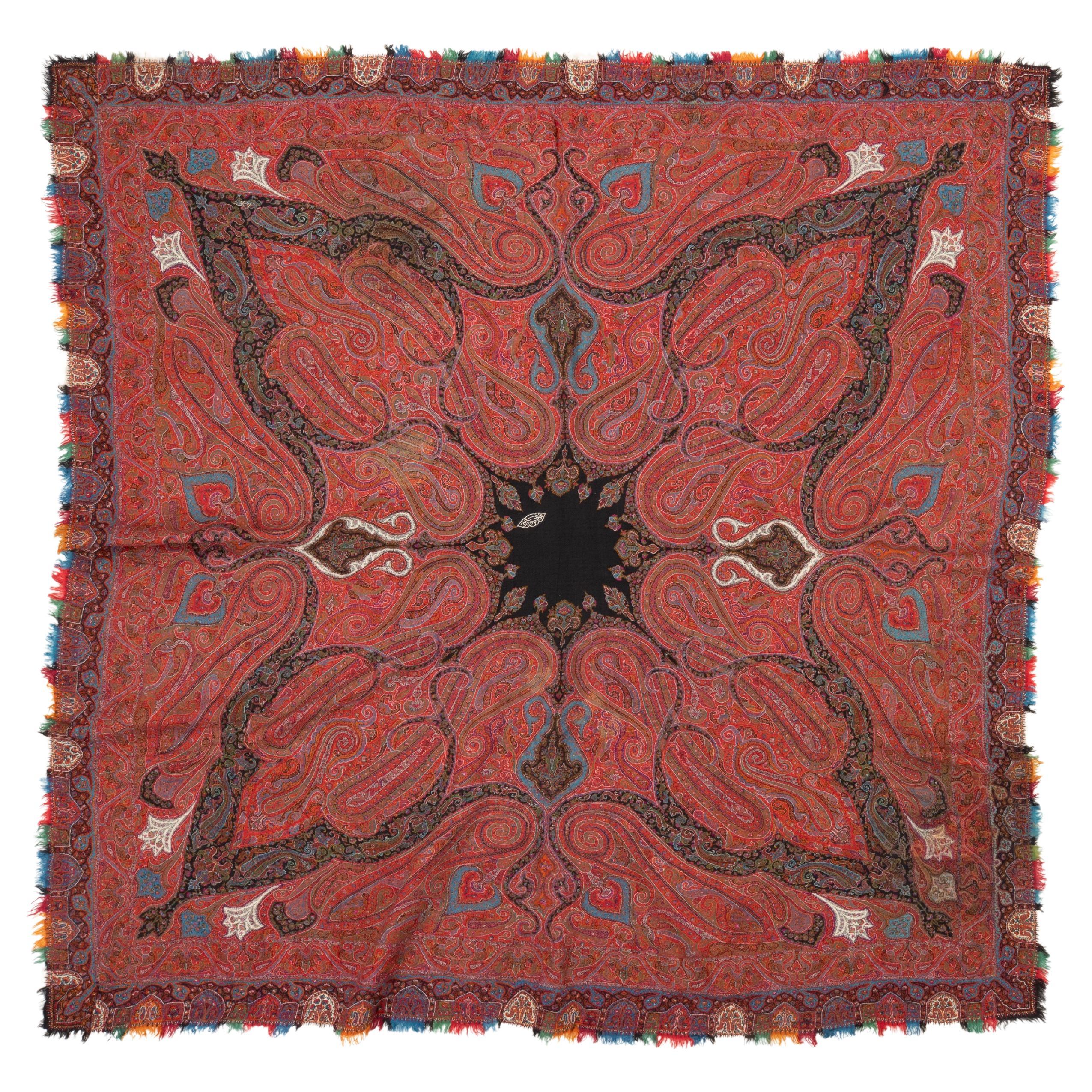 Antique Kashmir Squarish Shawl, 19th C.