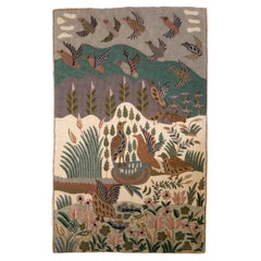 Antiker kaschmirischer indischer Kettenstich gestickter Wollstoff C.1900