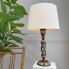 Antique Kashmiri Painted Table Lamp 19th Century