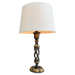 Antique Kashmiri Painted Table Lamp 19th Century